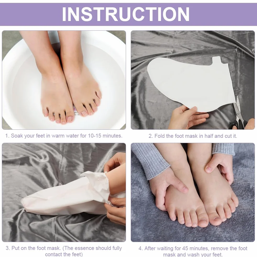 ACWOO Maschera Piedi Esfoliante, 4 paia Maschera Peeling Piedi， Maschera per Piedi Efficace Cura dei Piedi i Scrub Piedi, Maschera Esfoliante Rimozione calli e Pelle Morta piedi