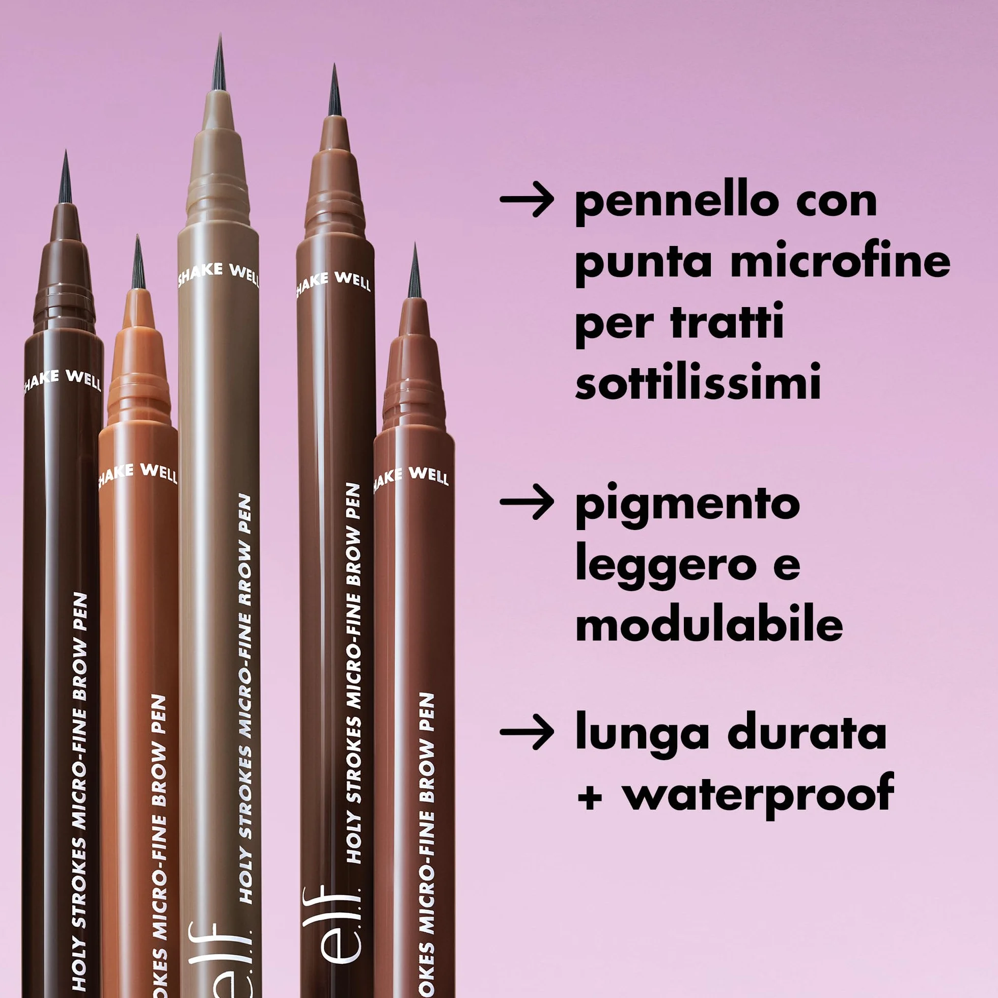 e.l.f. Holy Strokes Micro-Fine Brow Pen, Per Sopracciglia Dall'aspetto Naturale, Lunga Durata, Formula Waterproof, Resistente alle Sbavature, Vegano & Cruelty-Free, Espresso
