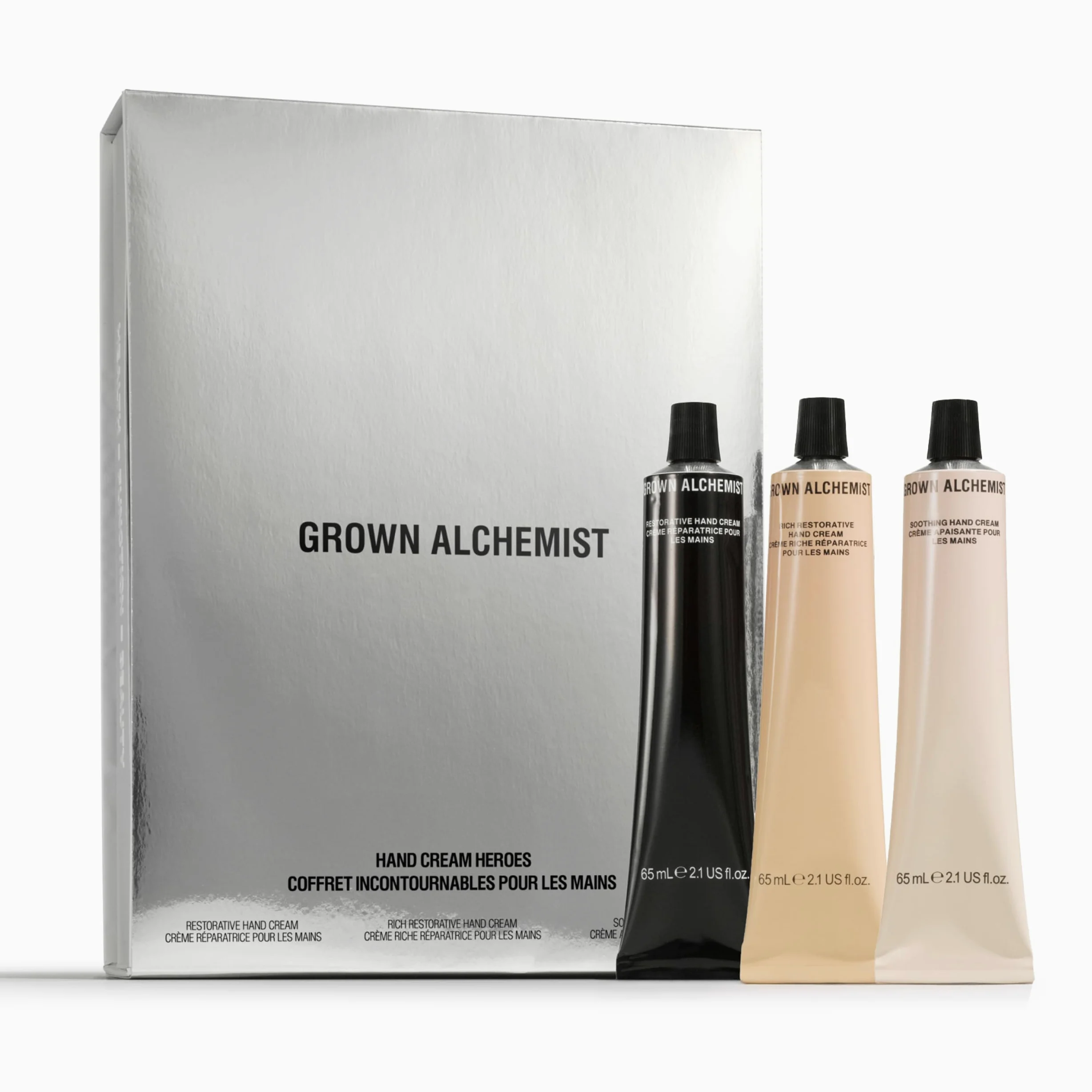 Grown Alchemist Hand Cream Heroes – Set di Creme Mani di Lusso x 3, Ricche, Rigeneranti e Lenitive – Naturale, Non Untuosa, Nutre e Idrata le Mani Secche – Set Regalo per Donne, Natale