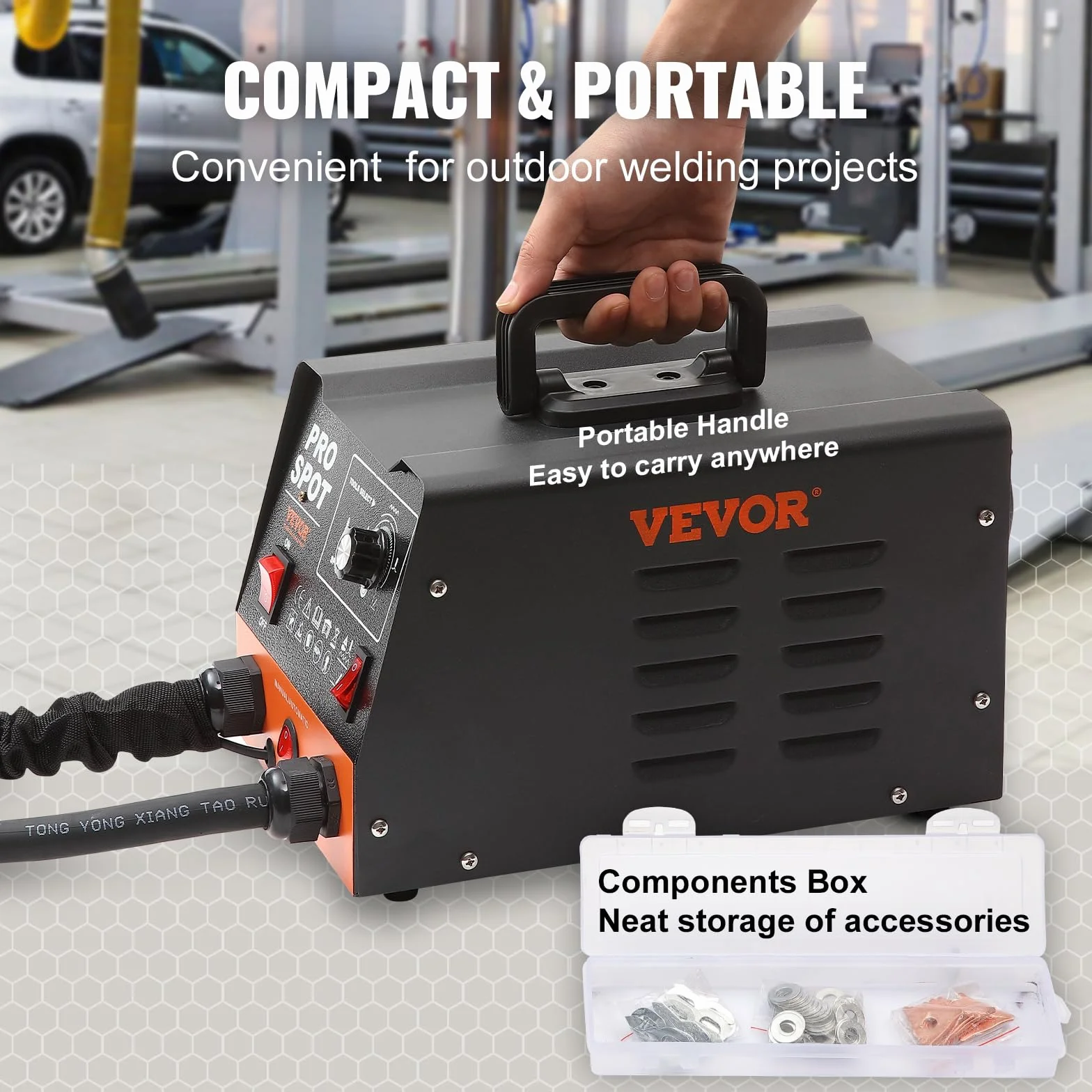 VEVOR Kit Estrattore per Carrozzeria 3KW, Stazione Saldatrice per Rimozione Ammaccature a Punti 6 Modalità