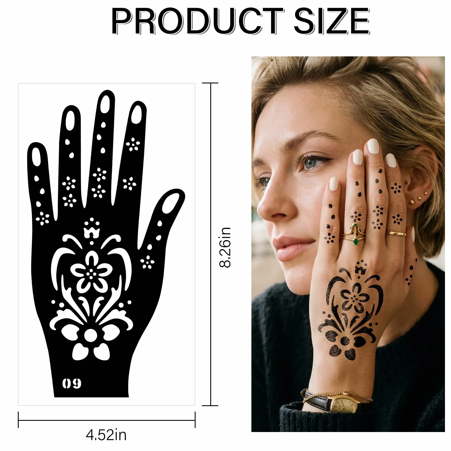 RAZET 20 Fogli Stencil per Tatuaggi per Mani, Modelli Autoadesivi per Palmi e Dita, Adesivi per Tatuaggio Temporaneo Indiano Arabo per Matrimoni e Feste