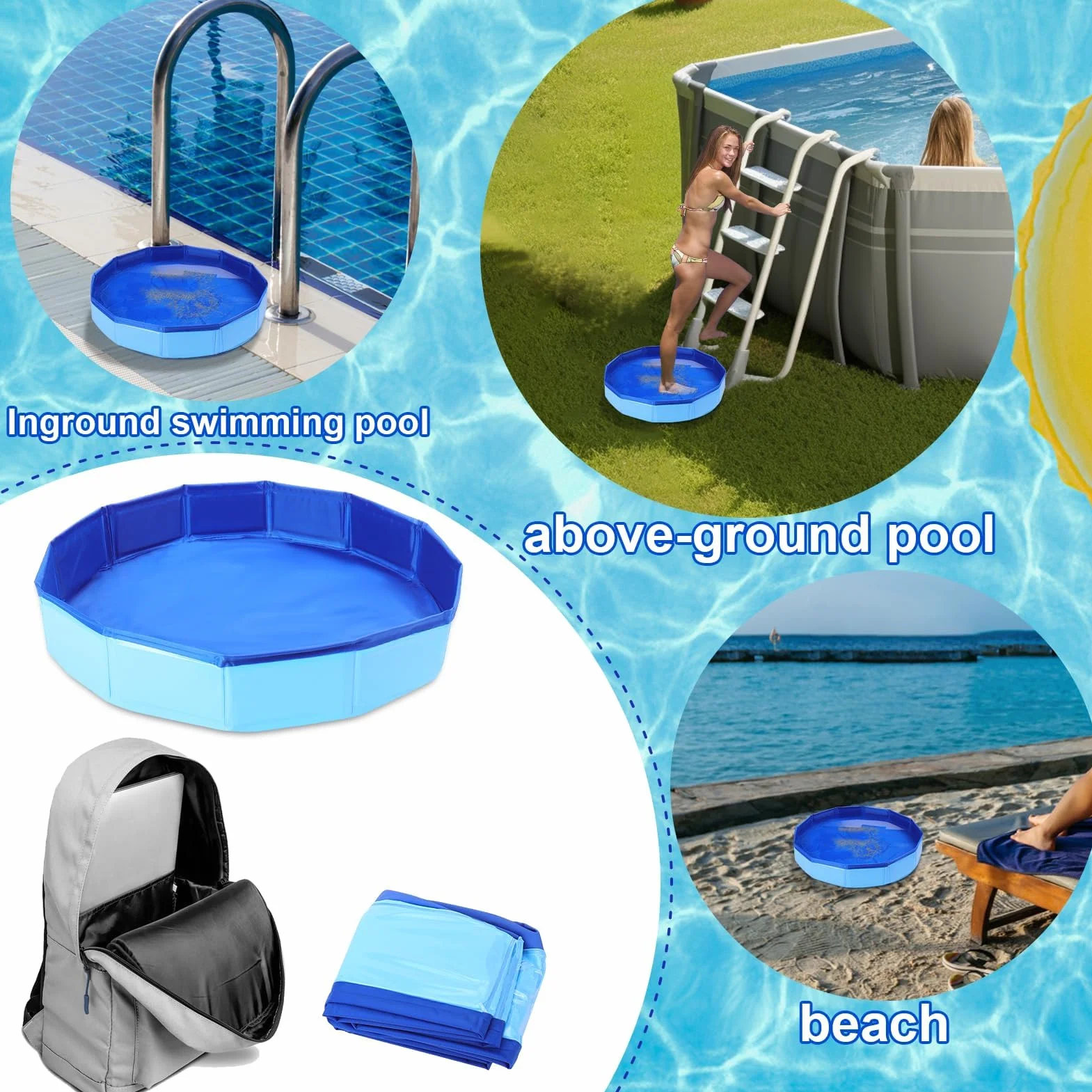 Vaschetta Lavapiedi per Piscina, Vasca pieghevole per piscina, Bacinella Pieghevole Pediluvio, Piscina Piscina Pediluvio Pieghevole, per Piscina, Vasca Idromassaggio, Spa