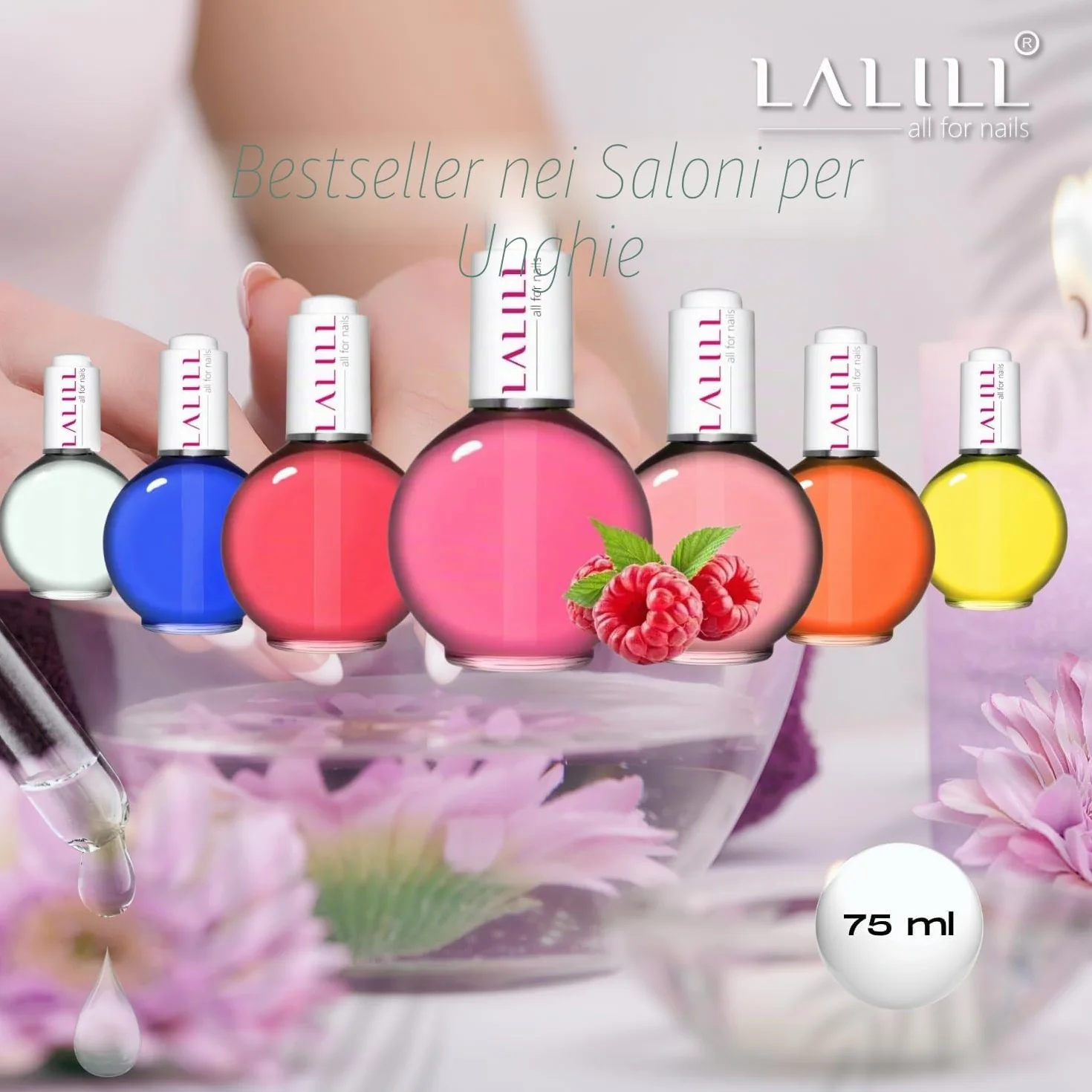 LALILL Olio per Cuticole e Unghie 75ml Lampone Idratante Rigenerante