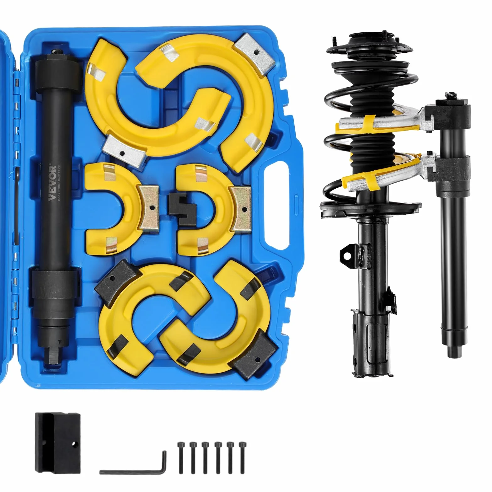 VEVOR Kit Compressore a Molla Ammortizzatore per Auto 4,5 Tonnellate Acciaio 45# 3 Pezzi Valigetta Portatile