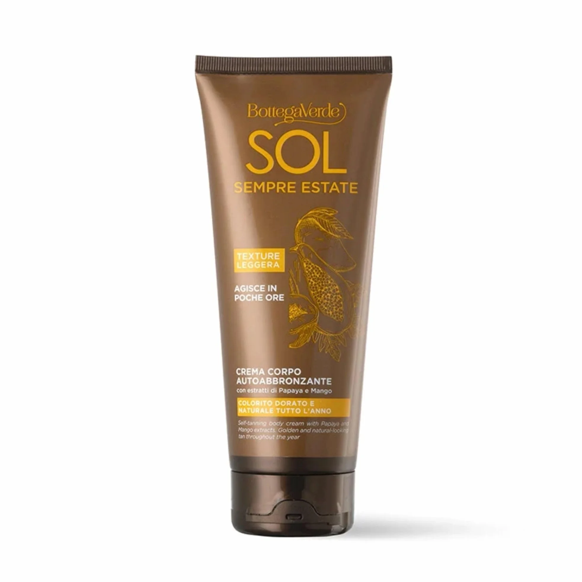 Crema Autoabbronzante Corpo Bottega Verde 200 ml con Estratti di Papaya e Mango