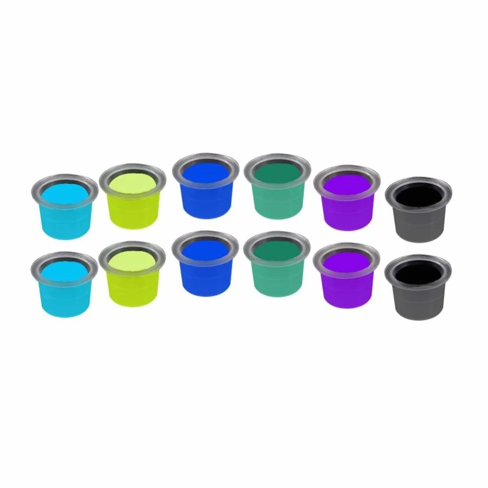 100 pezzi Tazze di Inchiostri per Tatuaggi Coppette Porta in Plastica Pigment Tatuaggi Tappi Tattoo Ink Caps Tazze di Inchiostro Tattoo Kit per tatuaggi Accessorio per tatuaggi