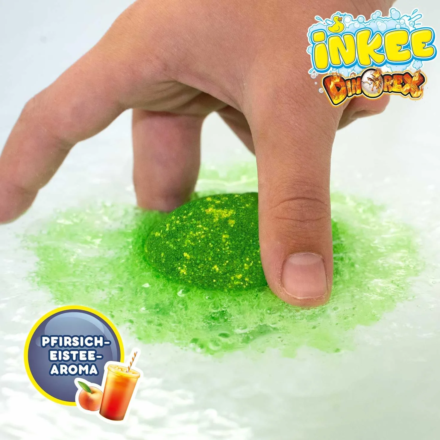 INKEE Bombe da bagno bambini con dinosauro sorpresa, bath bombs 100g profumo pesca e avocado, bombe bagno bambini naturali e idratanti