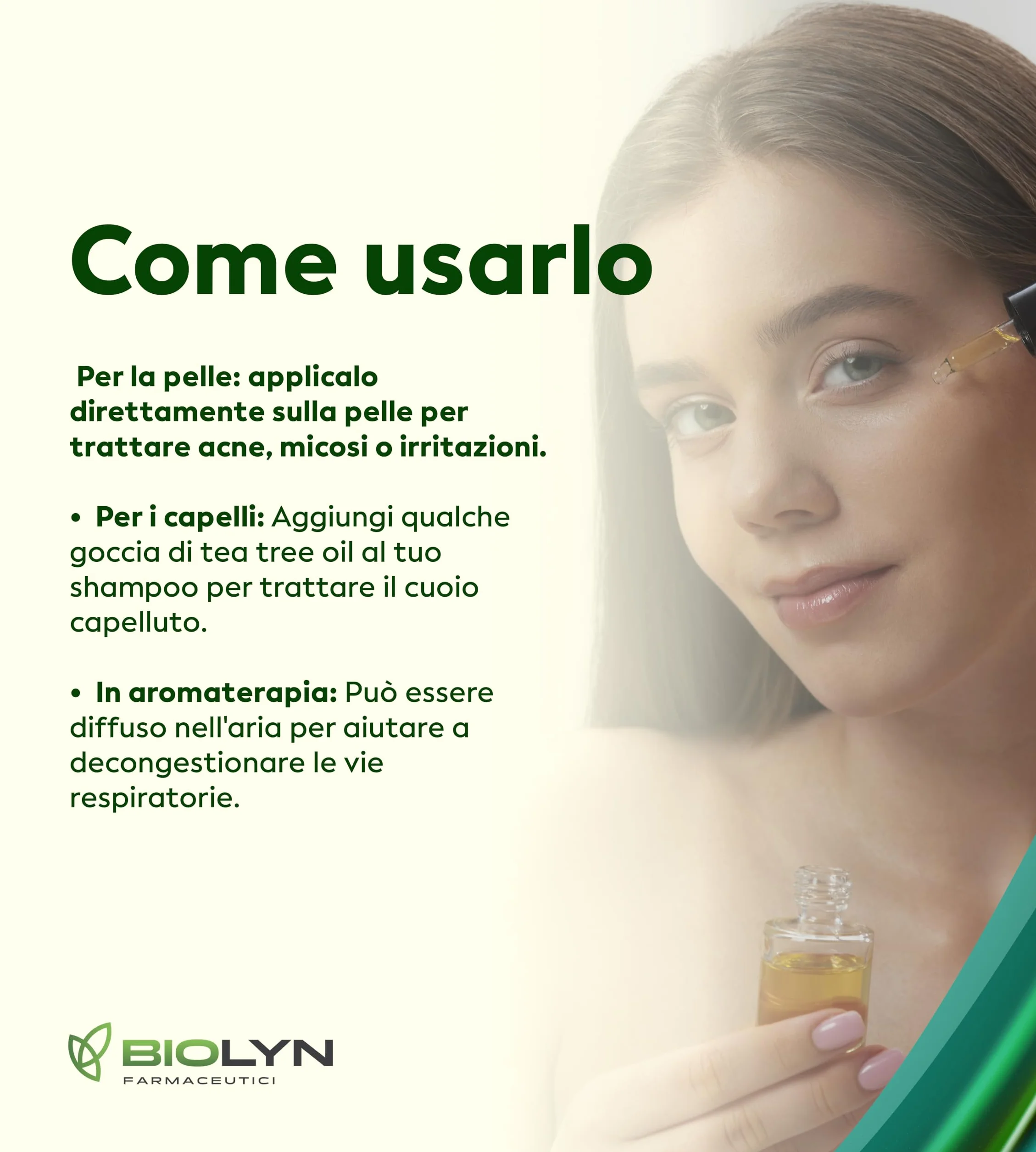 BIOLYN Olio Essenziale Puro di Melaleuca Tea Tree Oil 20ml Naturale 100% Made in Italy