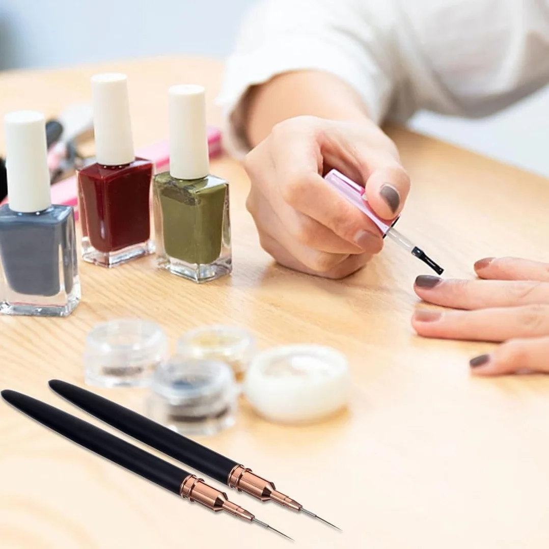 5 Pezzi Pennelli Per Unghie,Pennello Sottile Nail Art Pennelli Set,Pennelli Per Nail Art,Per Disegnare Linee Fini Attrezzo(Nero,7/9/11/15/25 Mm)