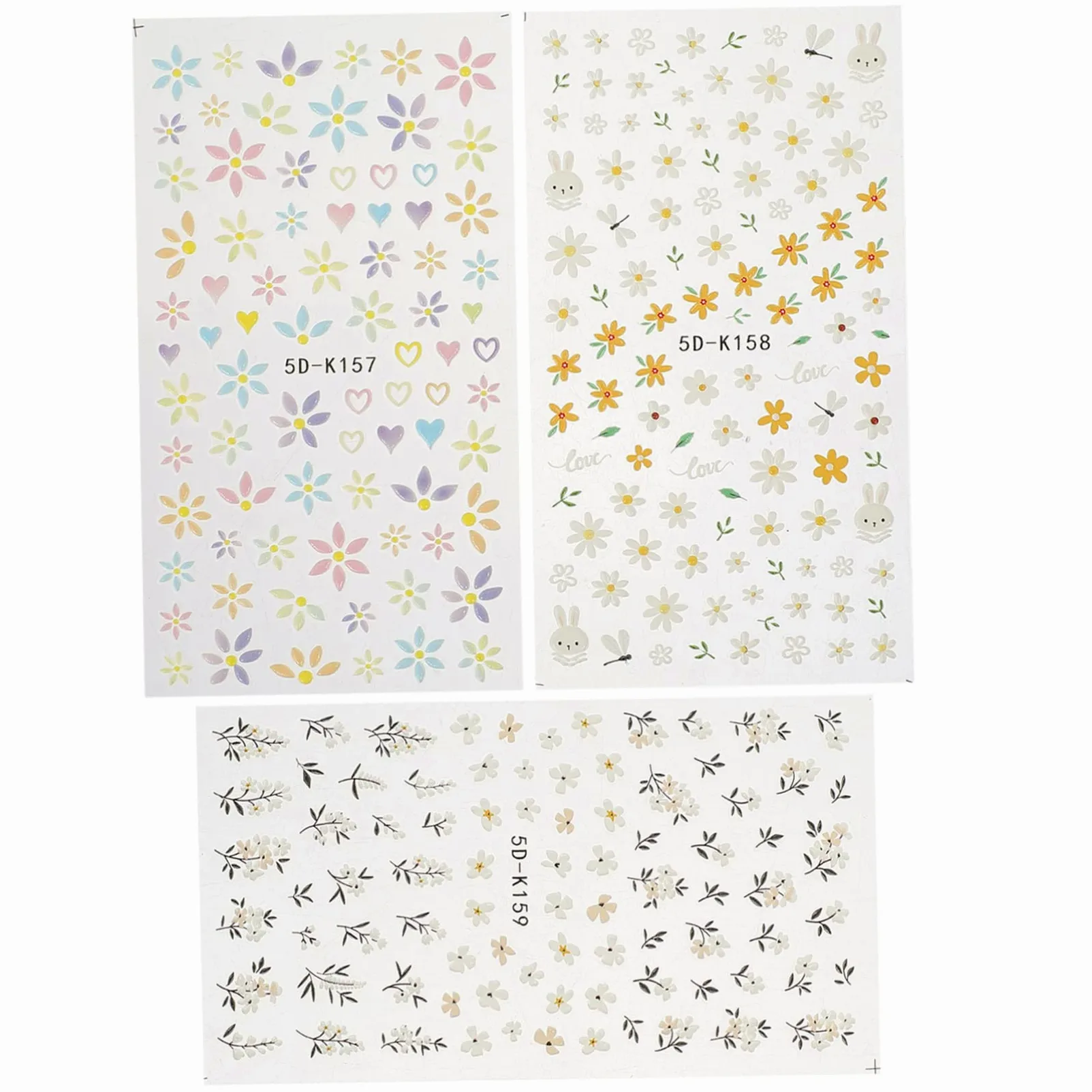 VICASKY 15pezzi Adesivi Per Unghie Embossed Nail Art Stickers Manicure Decorazioni Autoadesive Per Occasioni Speciali e Uso Quotidiano