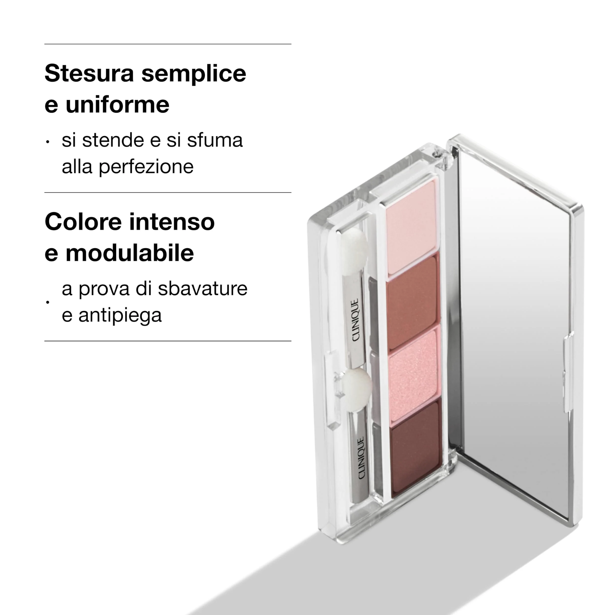 Clinique All About Shadow Eye Shadow Quad ombretto quattro tonalità | Lunga tenuta, anti-sbavature e anti-sbiadimento, sicuro per gli occhi sensibili