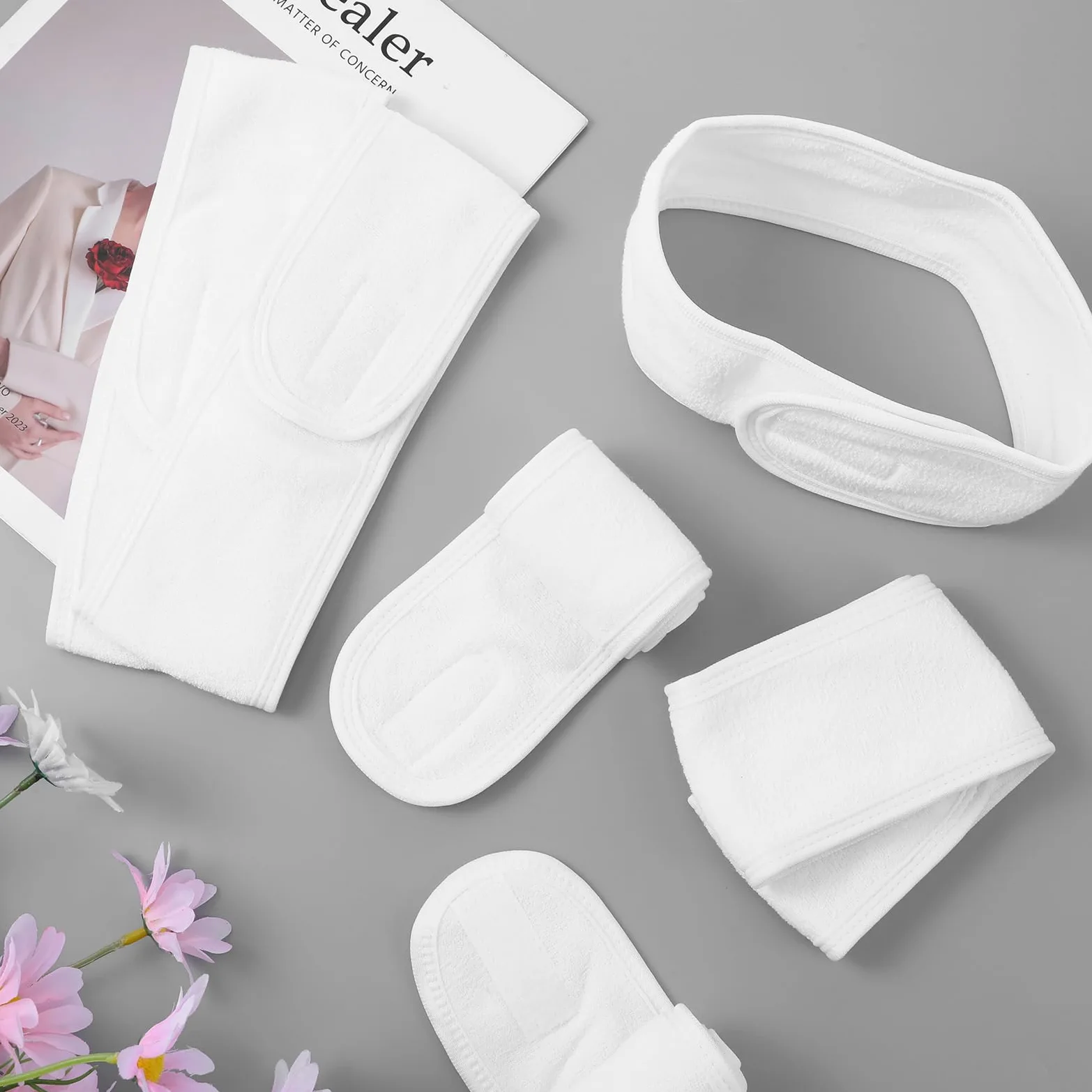 Set di 24 fasce per capelli da spa per il viso, 100% cotone di alta qualità, fasce per capelli per trattamenti viso, 61 x 8 cm, fascia regolabile per capelli, per donne, trucco e cura della pelle
