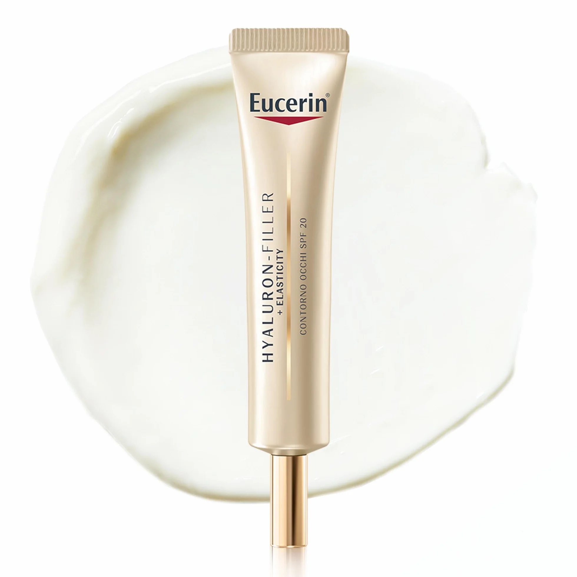 Eucerin Hyaluron-Filler + Elasticity Contorno Occhi SPF 20 15ml, Crema contorno occhi antirughe e crema occhiaie 2in1, Formula con Acido Ialuronico per tutti i tipi di pelle
