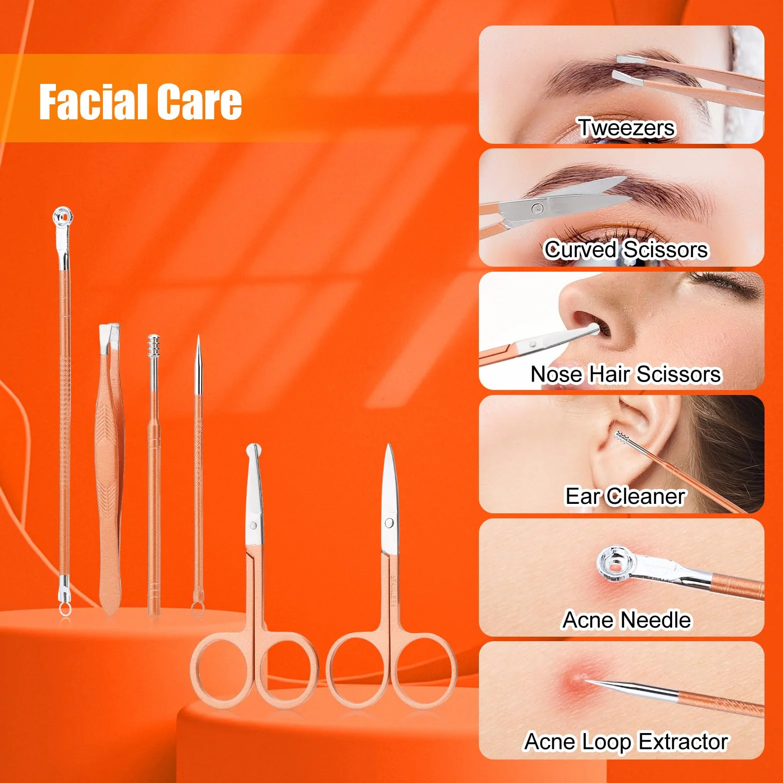 Stainless Steel 18 In 1 Manicure Set Ingrown Toenail Clipper Pedicure Kit Nail Cutter Scissors Cuticle Trimmer Rose Gold