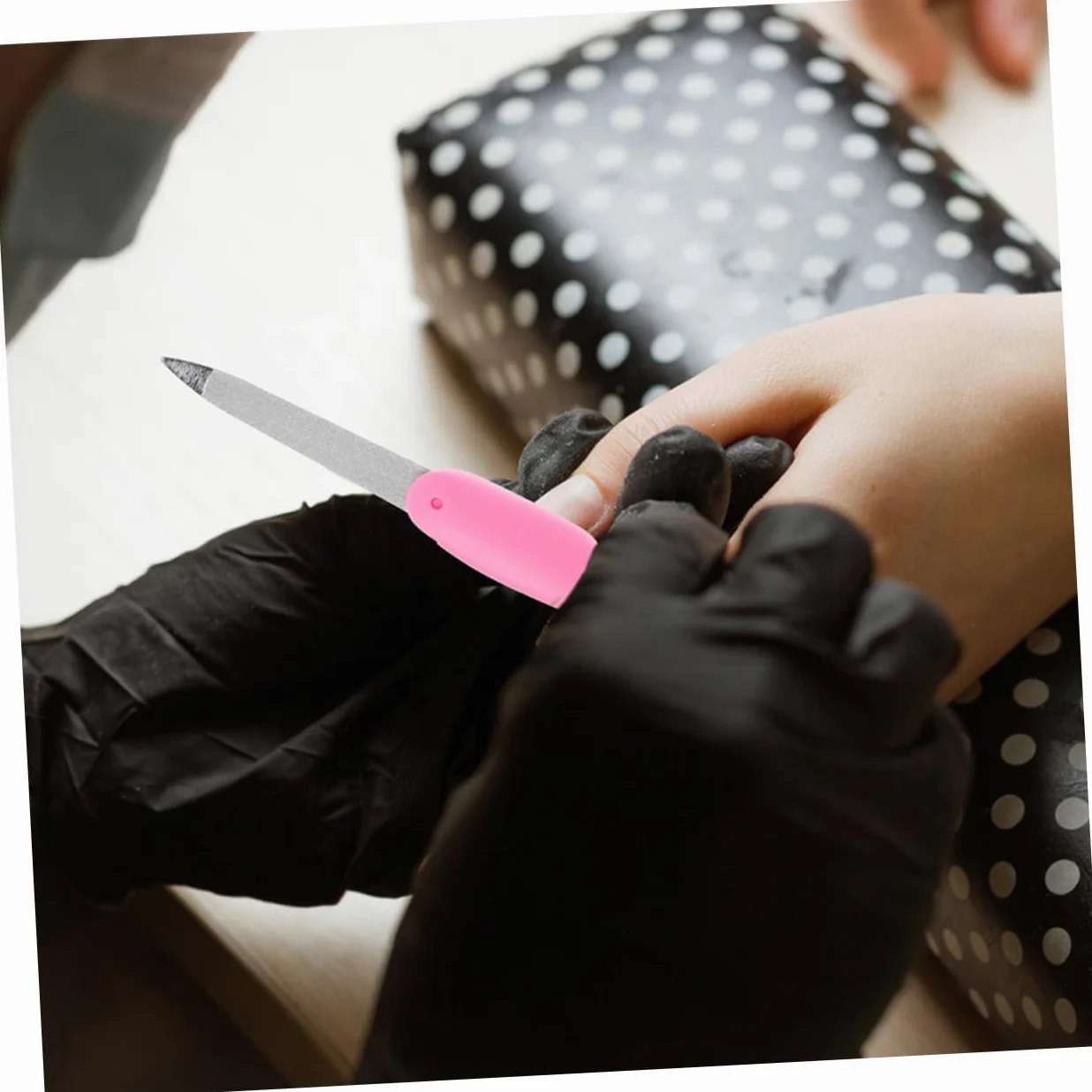 Alipis Set 8 Pezzi Limette per Unghie in Metallo e Abs Rosa, Design Pieghevole Portatile, Facili da Usare per Manicure Professionale e Uso Domestico