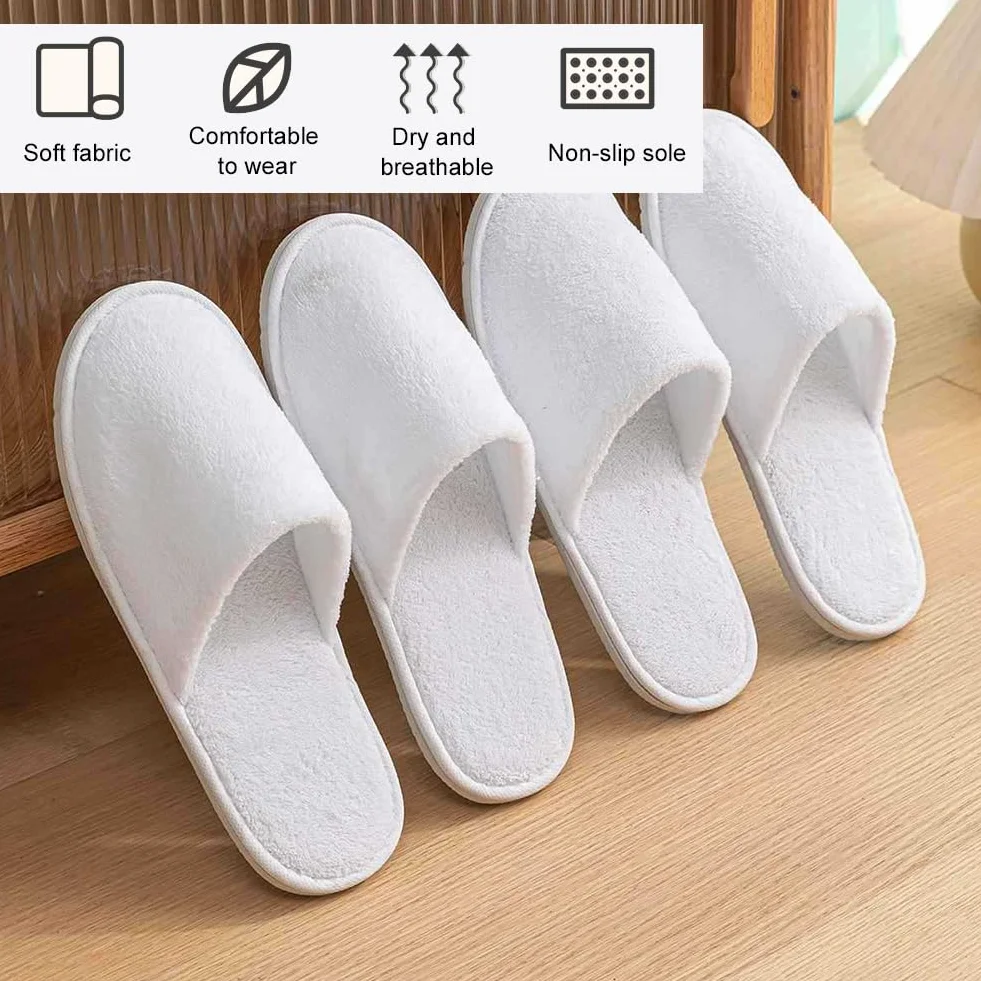 Pantofole Antiscivolo Monouso in Spugna Premium - 2 Paia per Hotel e Ospiti - Unisex per Spa e Casa, 29cm