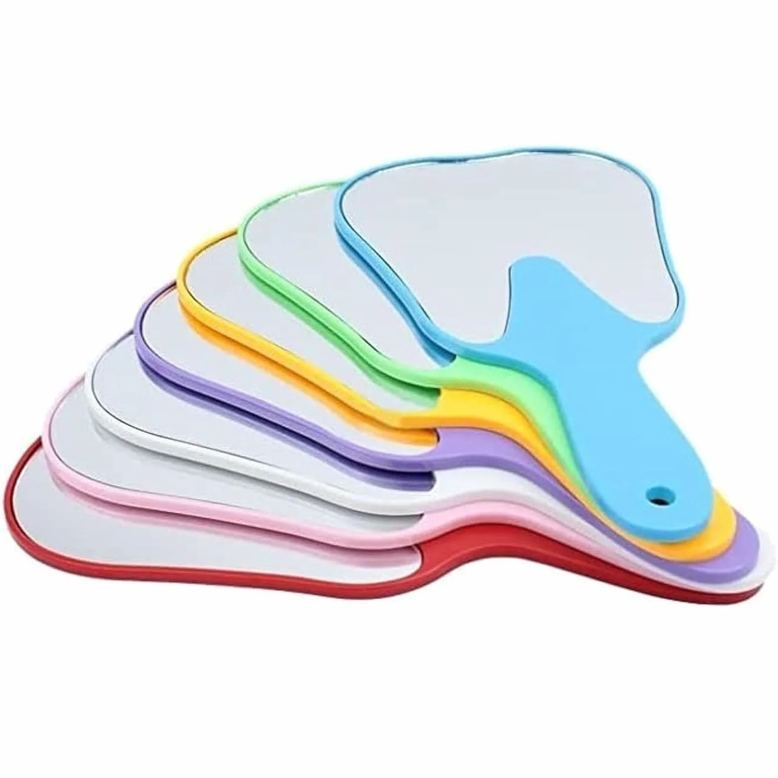 Set specchi dentali a forma di dente 7 pezzi arcobaleno