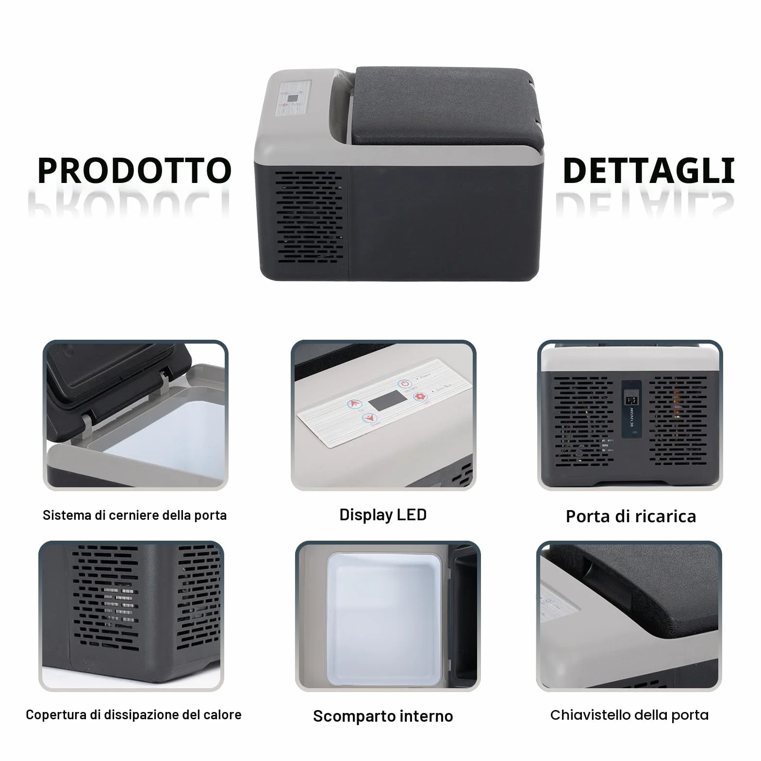 Alpicool C9PT 9L Frigorifero Mini Compressore Elettrico Auto Camping Freezer Box Portatile Nero