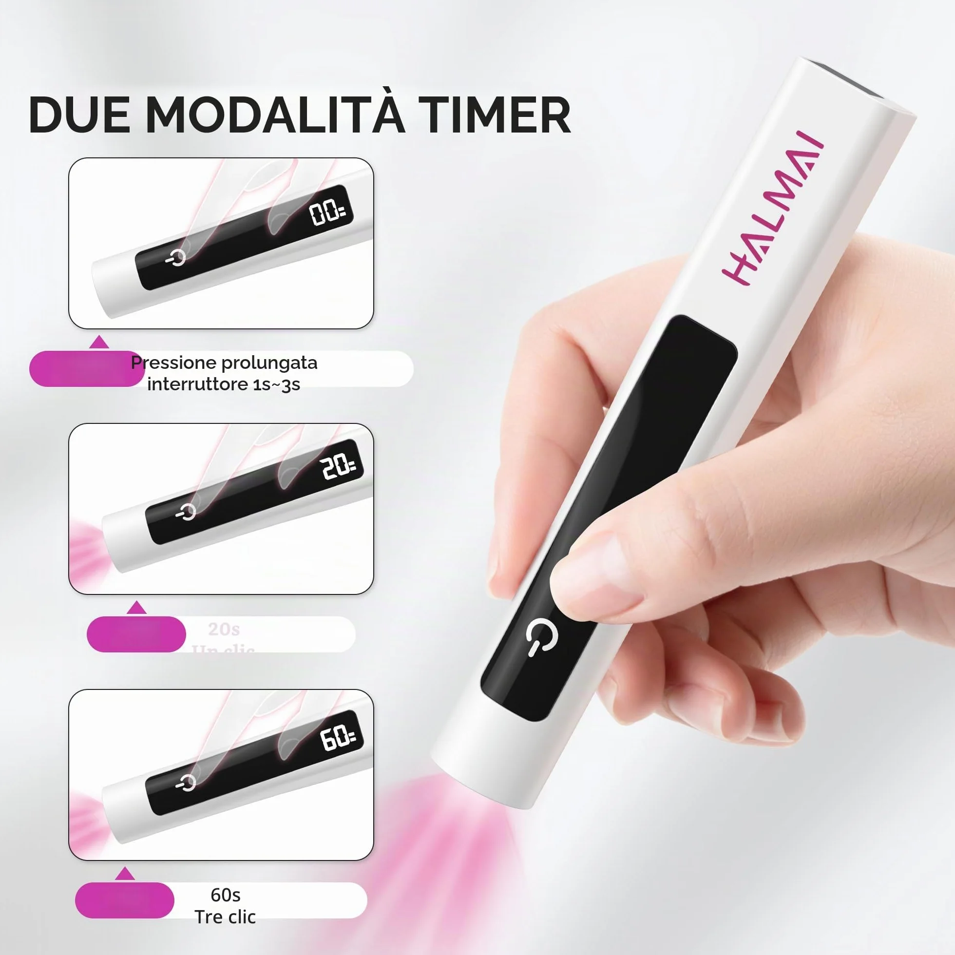 Halmai Lampada UV Portatile per Smalto Gel, Mini Luce Rossa LED, Asciuga Unghie USB Ricaricabile Senza Fili, Strumento per Manicure