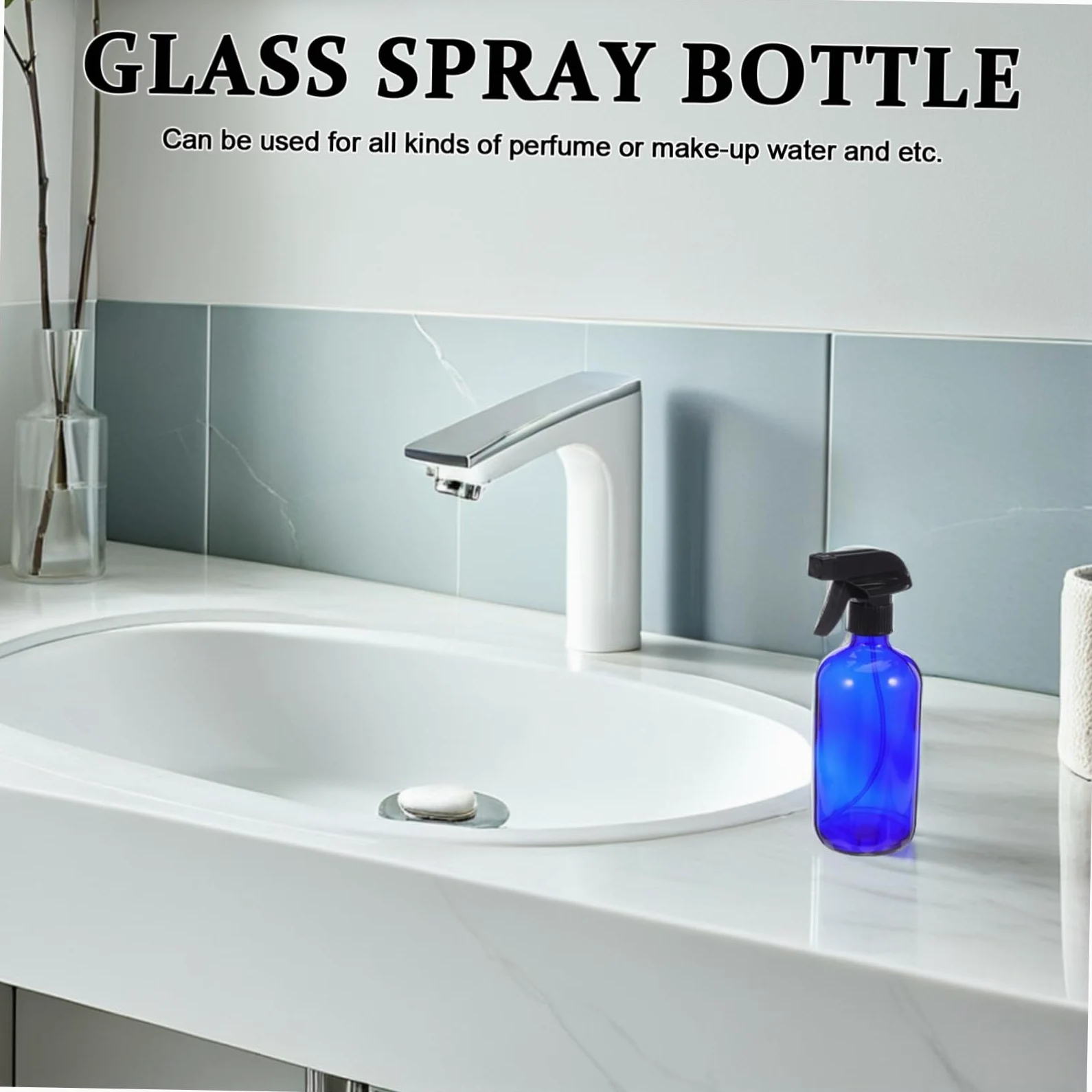 MAGICLULU Spray Bottle in Vetro 500ml Blu, Set Riutilizzabile | 2 Pezzi, Pompe a Pressione e Tappi Inclusi, Formato Leggero e Portatile per Viaggio