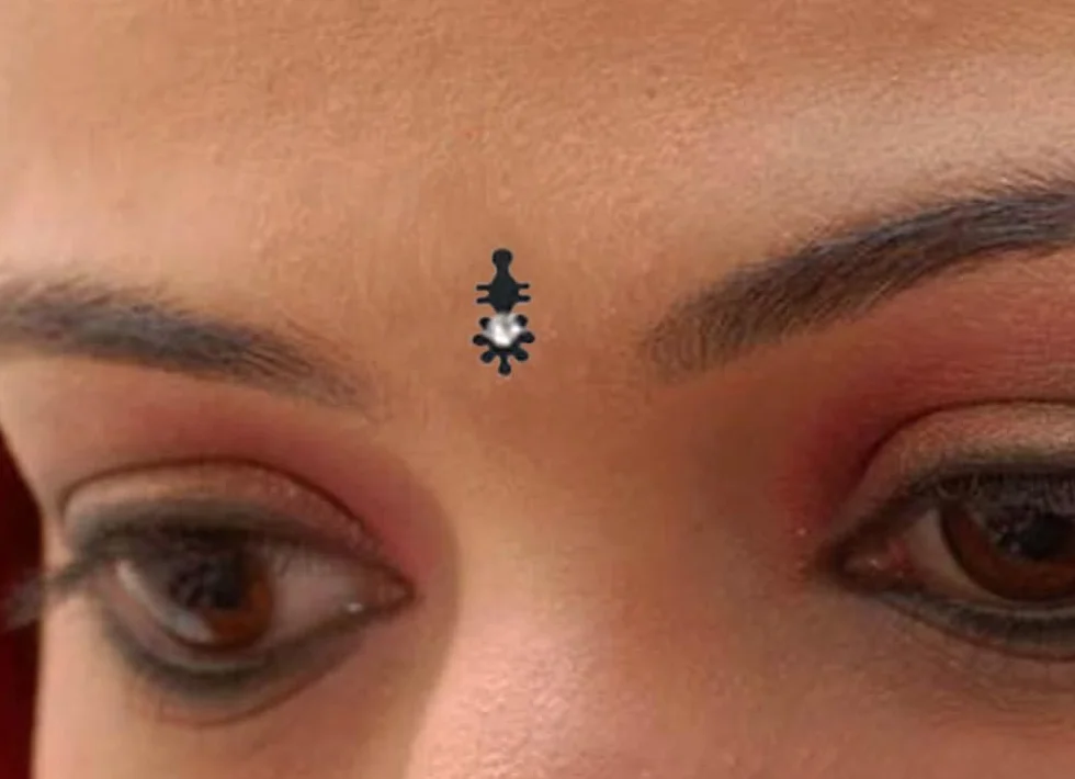 KULIA® Bindi neri di design (adesivi/tattoo) – Stile Tikka, forma allungata a puntini Accessori di bellezza per viso e sposa, ideali per Puja Gemme e gioielli per il viso in varie forme e dimensioni