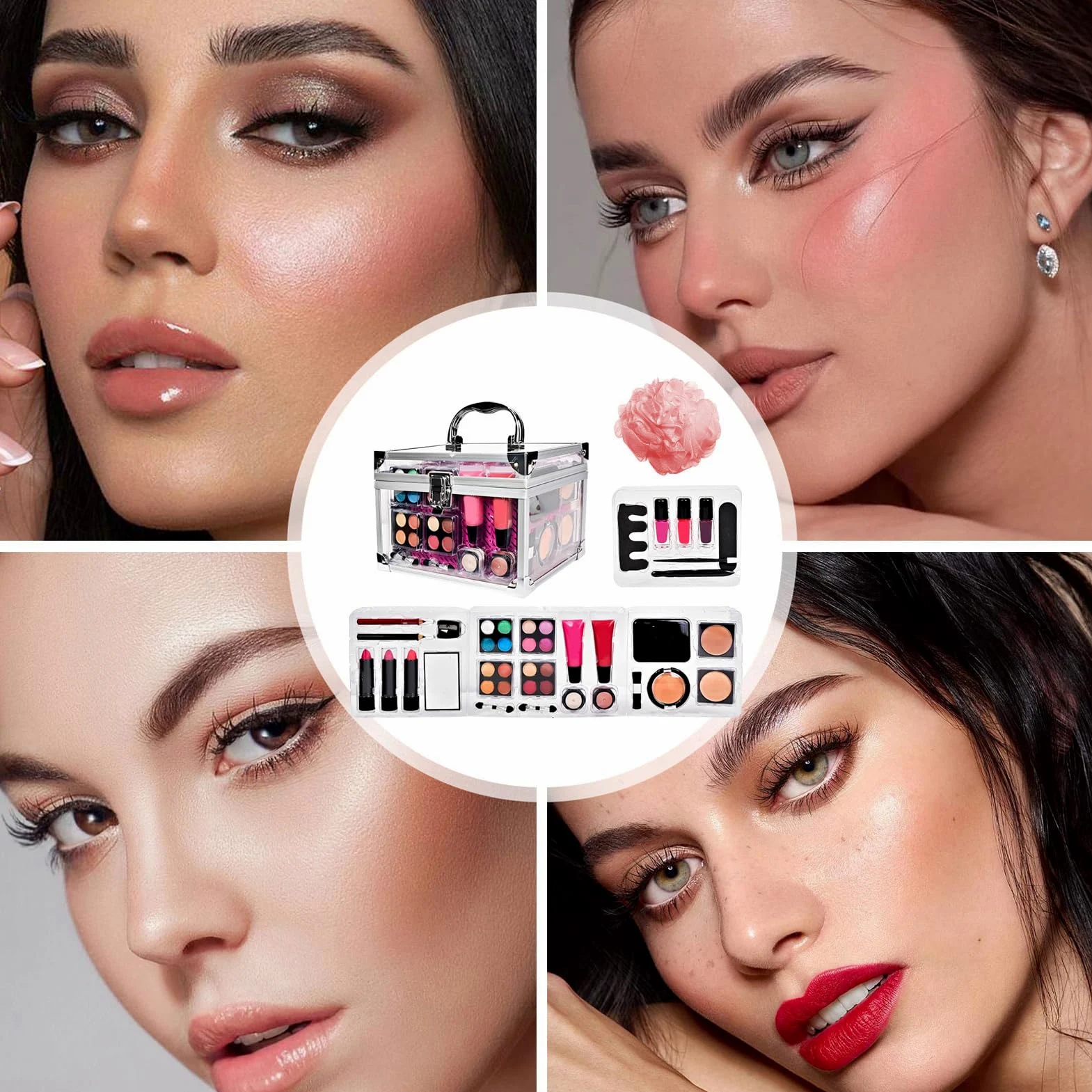 Kit Trucco per Principianti Set Trucco Portatile | Contour Pennello Blush Con Astuccio Per Ragazze Adolescenti Quotidiano Cerimonie Eventi Matrimonio