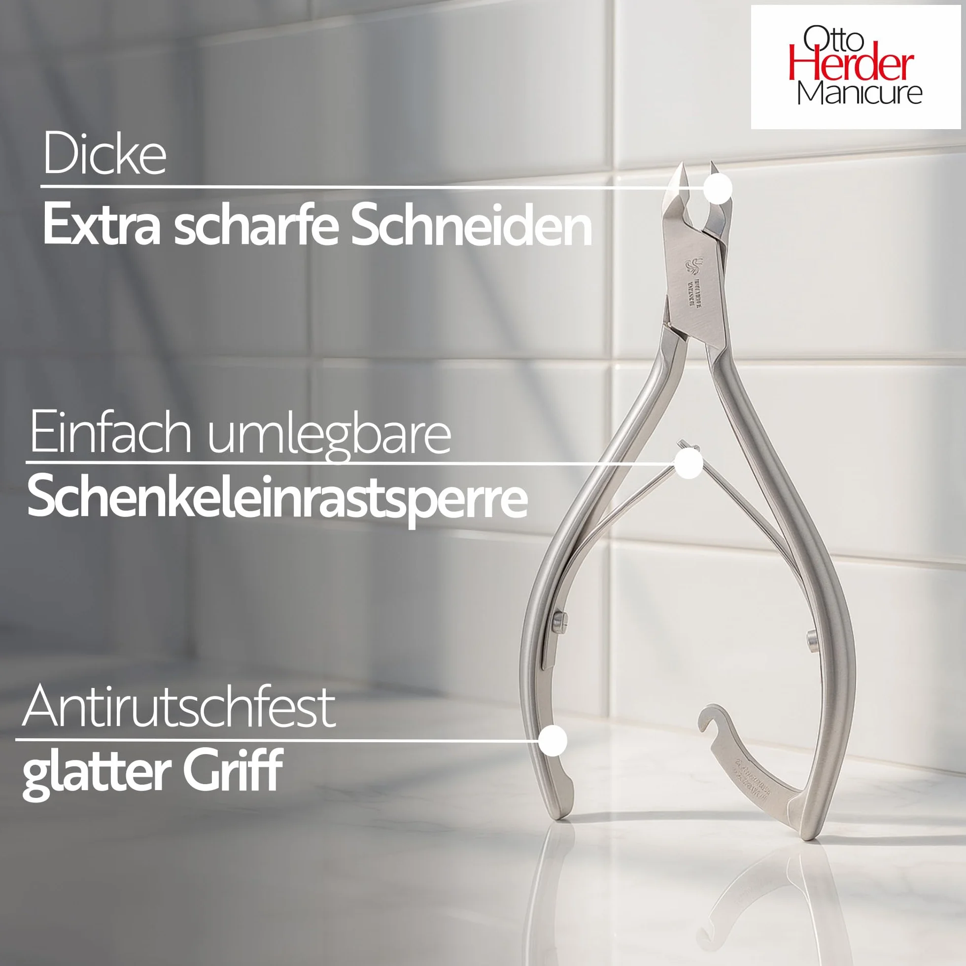 OTTO HERDER Tagliapesta per unghie in acciaio inox temprato 1,8 cm 14 cm Argento