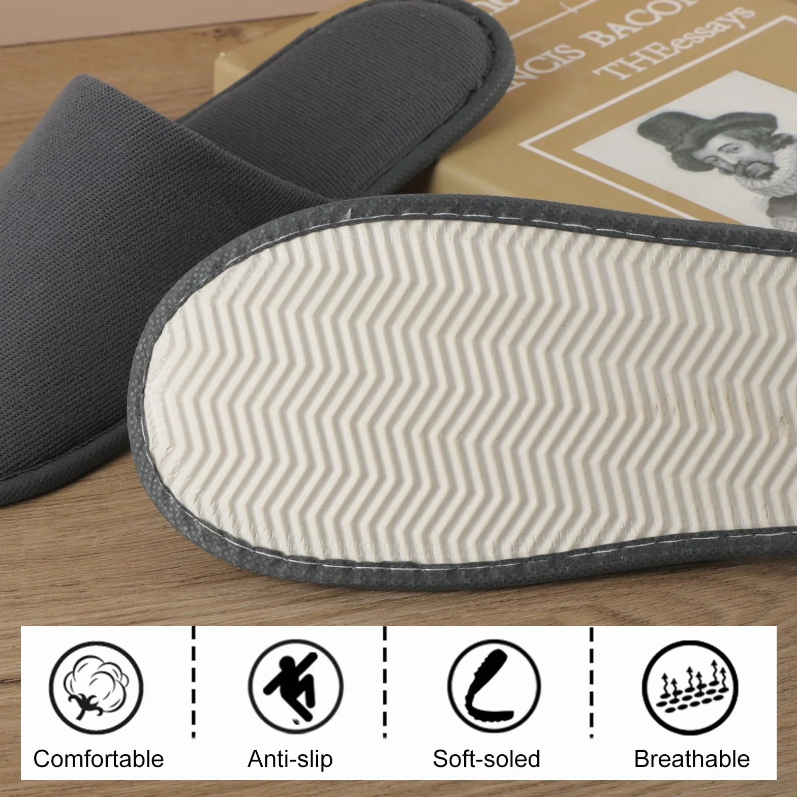 Ciabatte Ospiti,4 Paia Pantofole Ospiti,Ciabatte da Viaggio,Pantofole Chiuse,Pantofole Monouso per Hotel,Antiscivolo,Lavabili,Spugna Premium,Misura Universale,per Unisex,Viaggi,Casa,Spa,Hotel