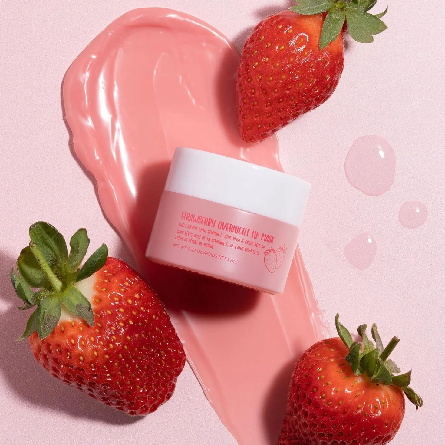 W7 Maschera Labbra Notte Sweet Dreams alla Fragola - Vitamina E, Aloe Vera e Olio di Semi d'Uva - Per labbra idratate, carnose e irresistibili