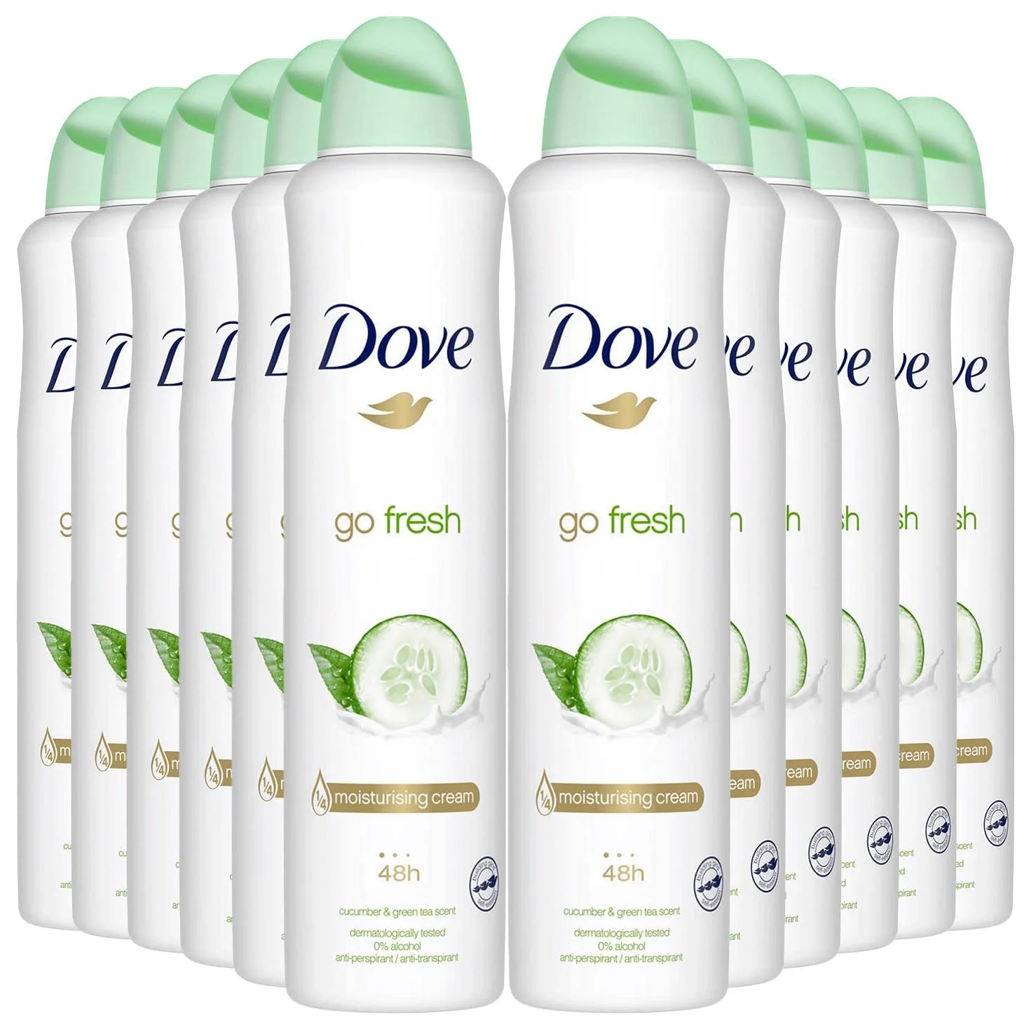 Dove Go Fresh Maxi Cetriolo, Deodorante spray per tè verde, 250 ml, 48 ore