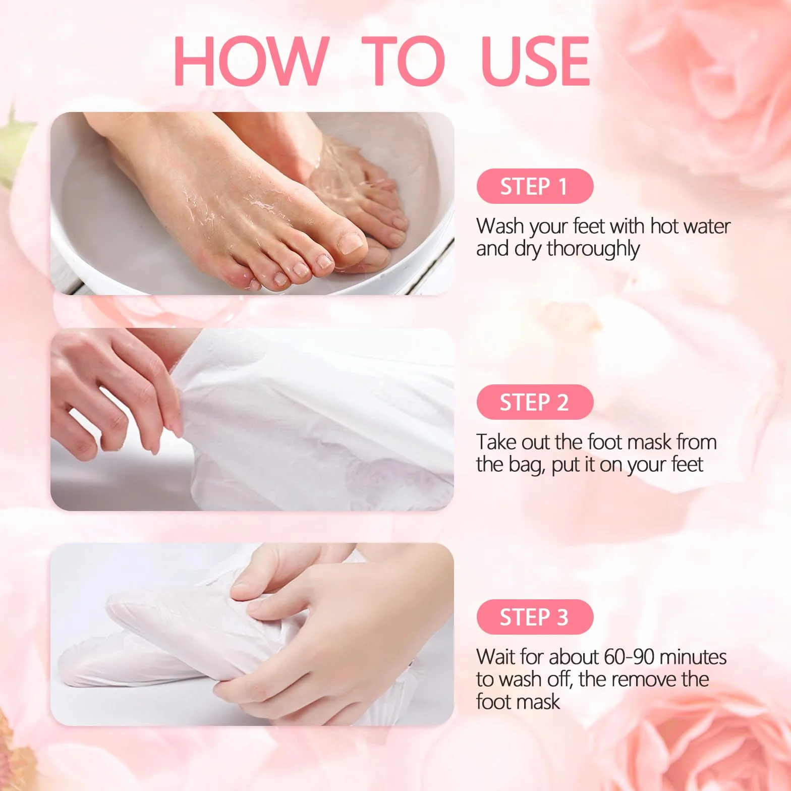 2 Paia Maschera Piedi Esfoliante, Trattamento Peeling Intenso, Peeling Delicato, Trattamento per Talloni Ruvidi, Pelle Liscia, Effetto Idratante Prolungato (Rosa/Aloe)