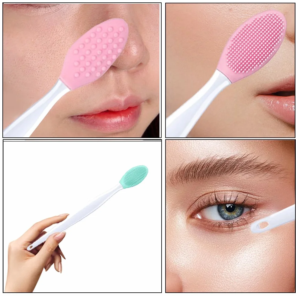 Pennello Esfoliante per Labbra in Silicone, 2 Pcs Pennelli per Labbra in Silicone, Spazzole per Labbra Morbido a Doppia Faccia, Spazzola Esfoliante per Labbra