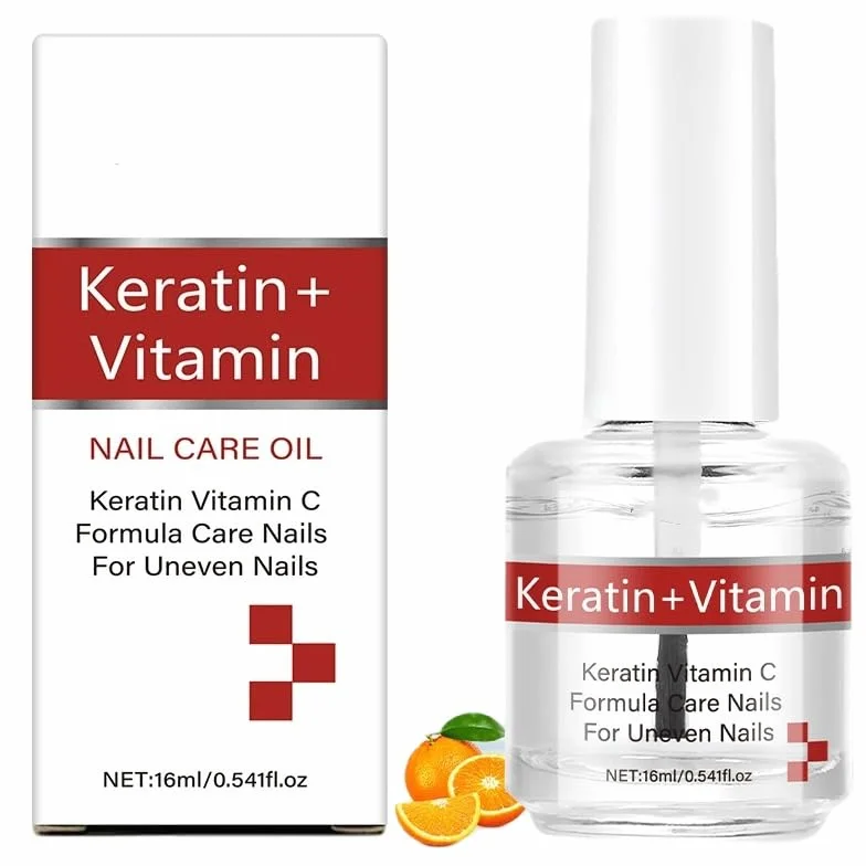 Confezione da 2 oli di cheratina + vitamine C per unghie e cuticole, proteine di cheratina idratano e rafforzano la cura, Impove unghie screpolate e cuticole rigide, idratazione profonda per unghie e