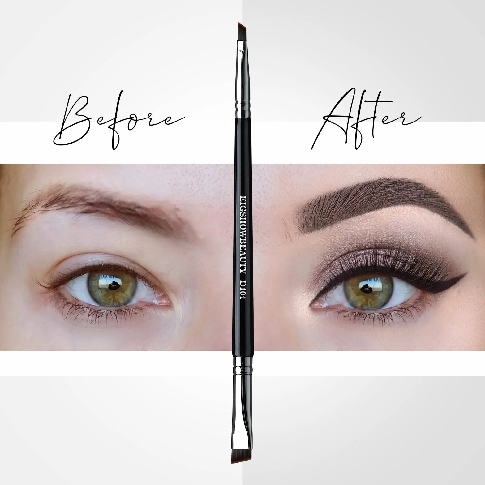 EIGSHOW Pennello per sopracciglia e pennello per eyeliner, trucco a doppia estremità, pennello per sopracciglia angolato, eyeliner ultrafine(D104)