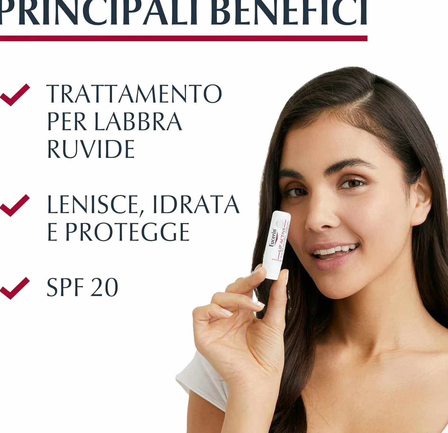 Eucerin pH5 Stick Labbra Protezione Attiva 4.8 g, Balsamo labbra riparatore SPF 20 con Burro di Karité, Olio di Jojoba, Dexpantenolo e Vitamina E, Burrocacao per pelle secca, ruvida e screpolata
