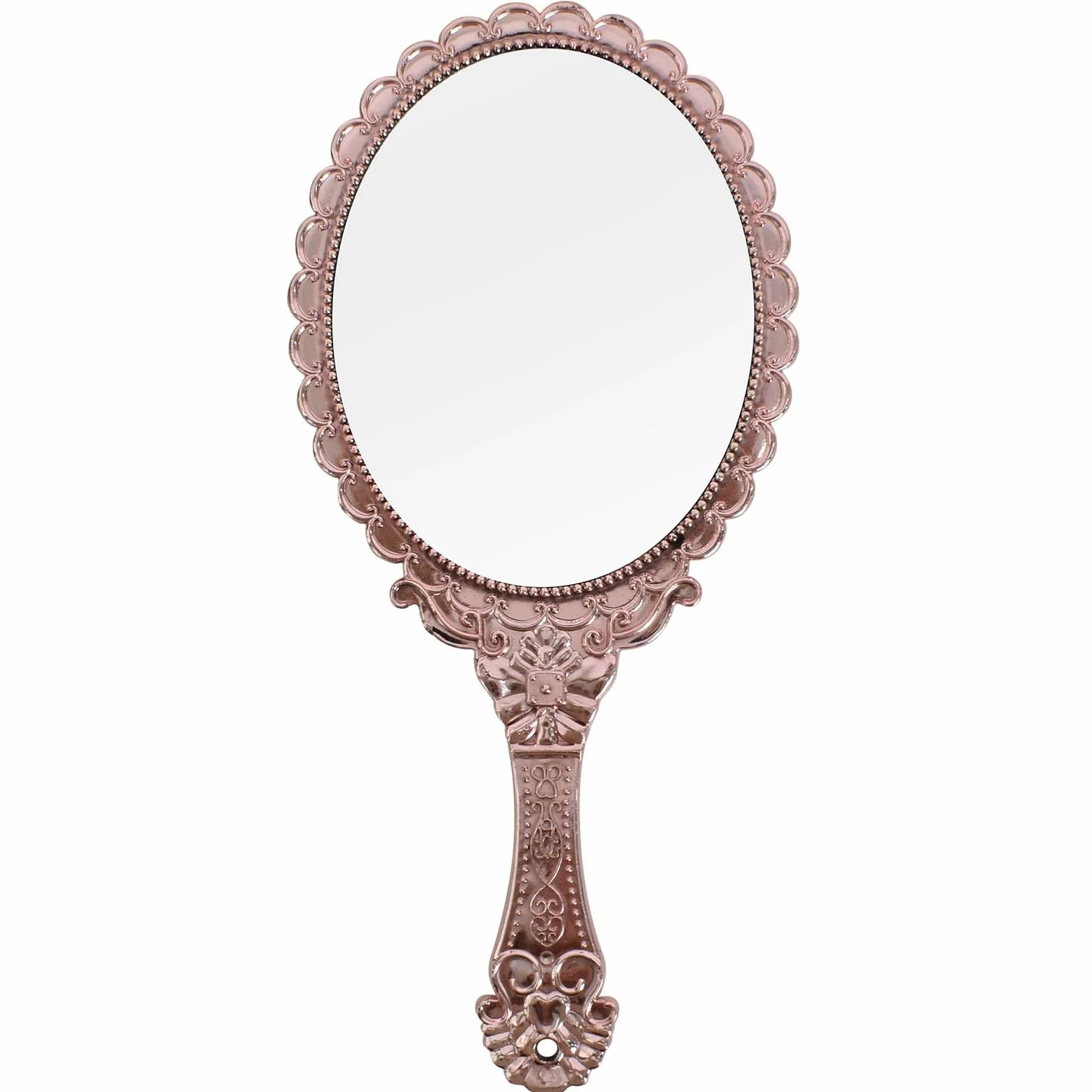 Specchio a mano con manico retrò, specchio cosmetico portatile con maniglia, vintage, ovale, in plastica, per parrucchiere, trucco, casa, viaggio