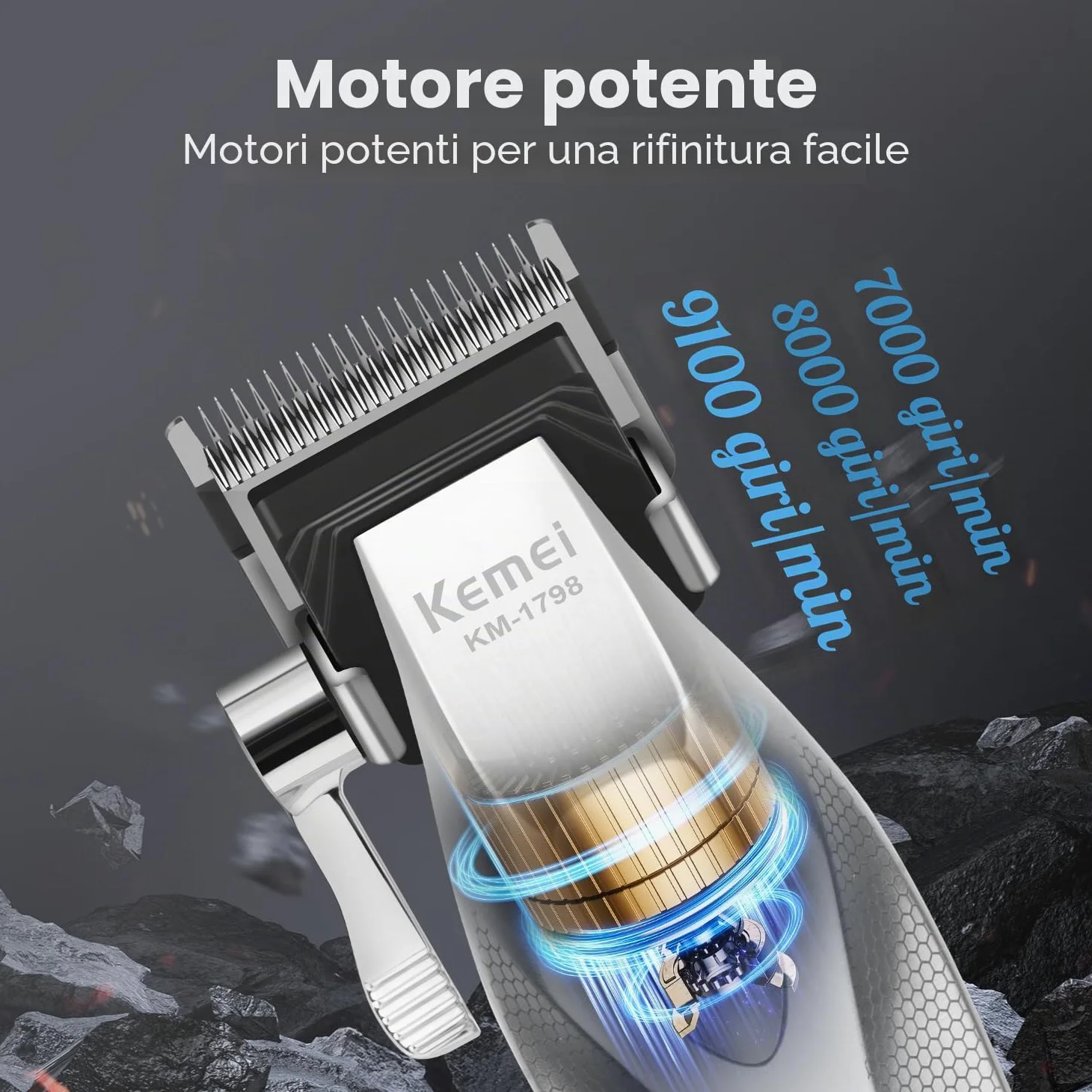 KEMEI Trimmer KM-1798 - Tagliacapelli da uomo | Regolabarba senza fili, tagliacapelli da barbiere con USB ricaricabile, tagliacapelli, dissolvenza, regalo per uomini
