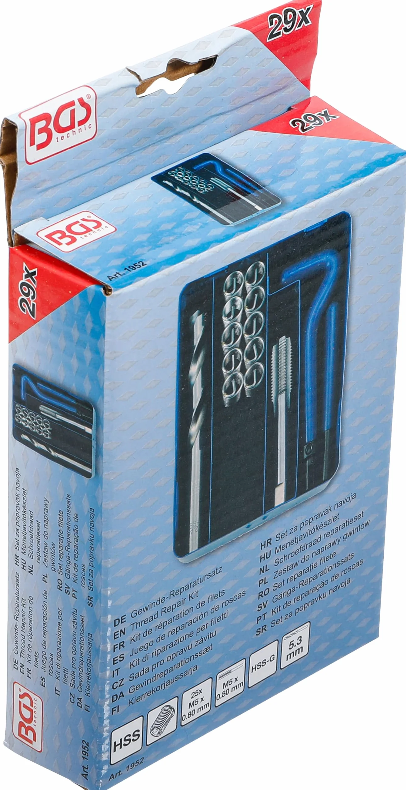 BGS 1952 Kit di riparazione per filetti M5 x 0,8 29 pz.