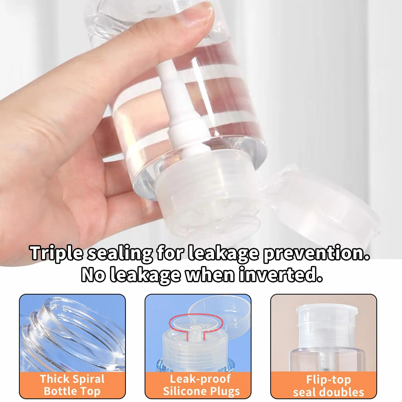 4 Pezzi Dispenser per Smalto, Pompa in Plastica, Contenitori per Liquidi, Bottiglie Vuote Riutilizzabili con Pompa, Bottiglia Trasparente per Smalto e Struccante