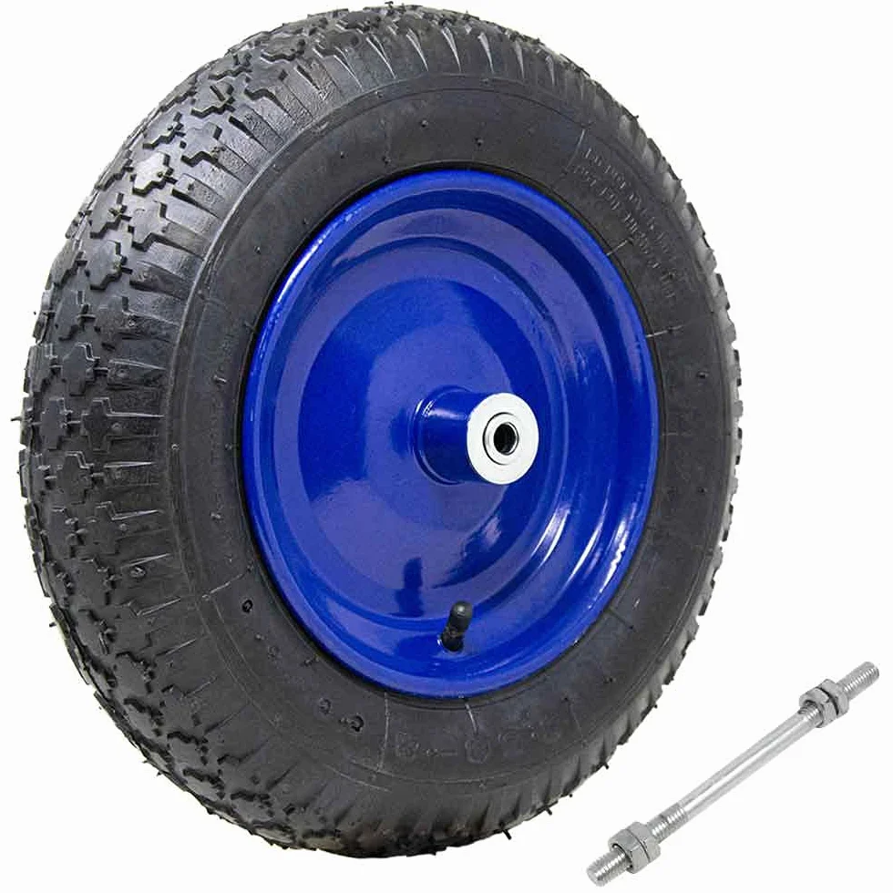 Ruota Pneumatica per Carriola 3.50-8 Gomma 4 Strati Cerchio Acciaio Asse 170mm