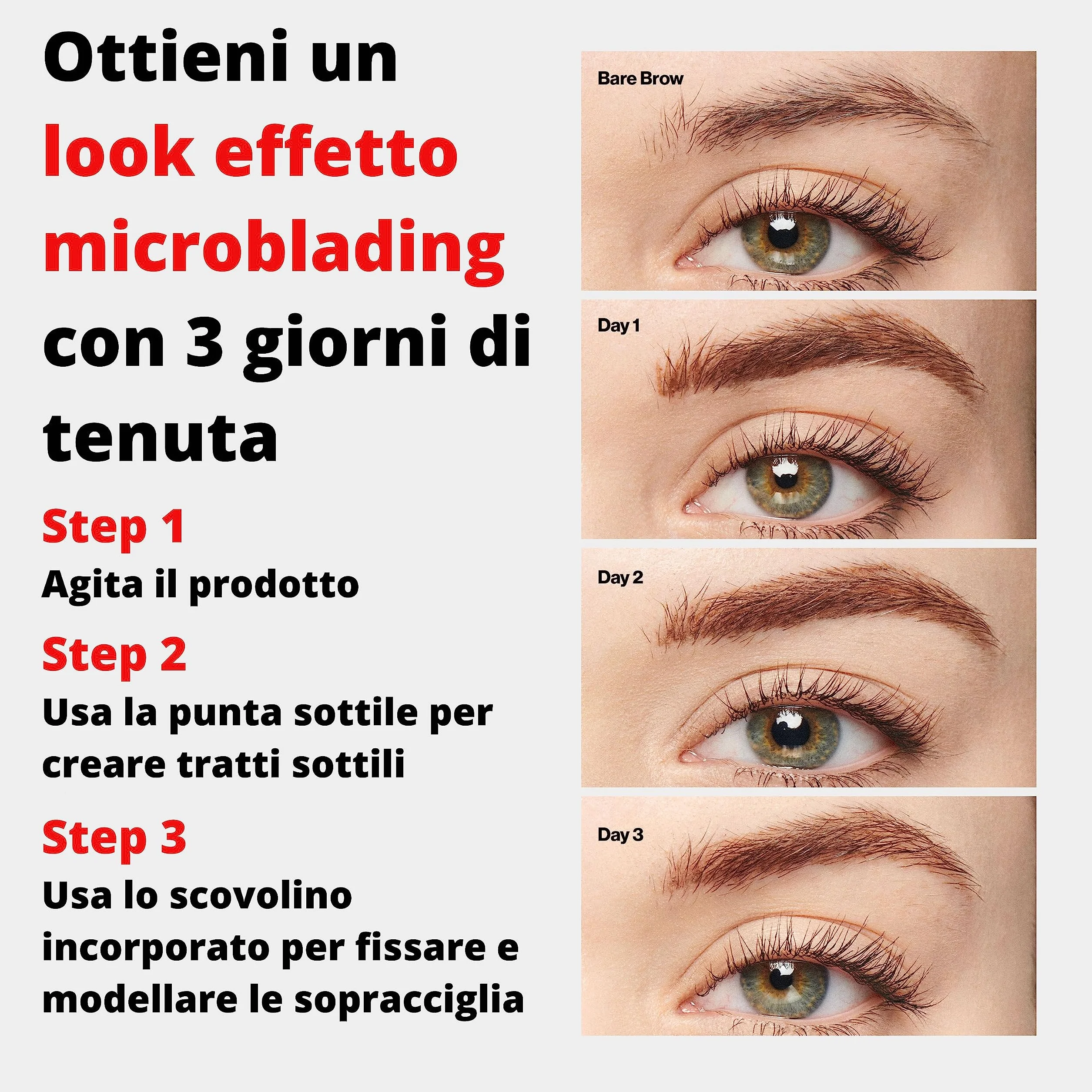 Revlon ColorStay Semi-Permanent Brow Ink, Penna/Liner Semipermanente Per Sopracciglia, Asciugatura Rapida, a Lunga Durata, Waterproof, 355 Dark Brown Ink - 0.09 ml