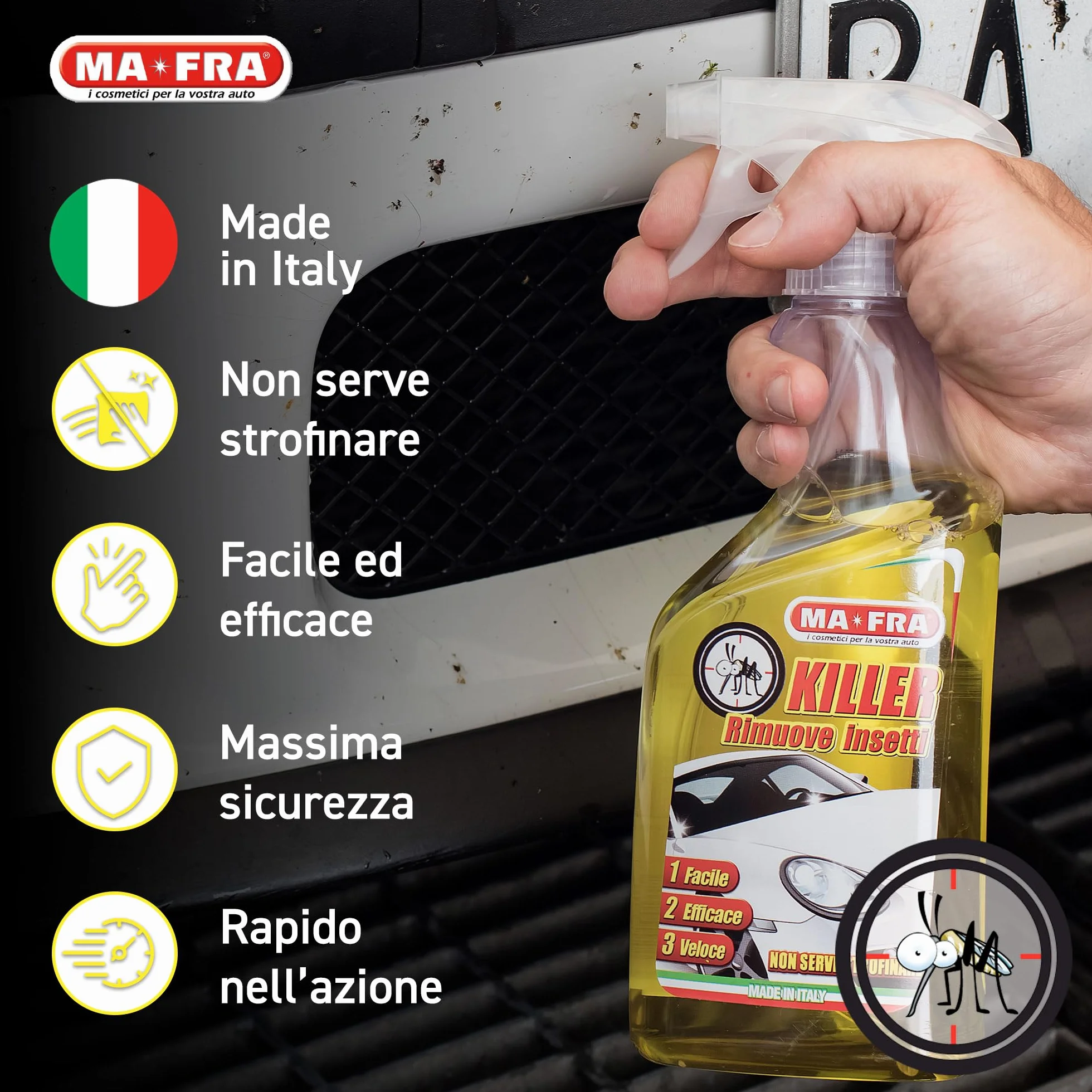 MAFRA Killer Detergente Spray per Auto 500 ml Elimina Macchie Insetti Moscerini
