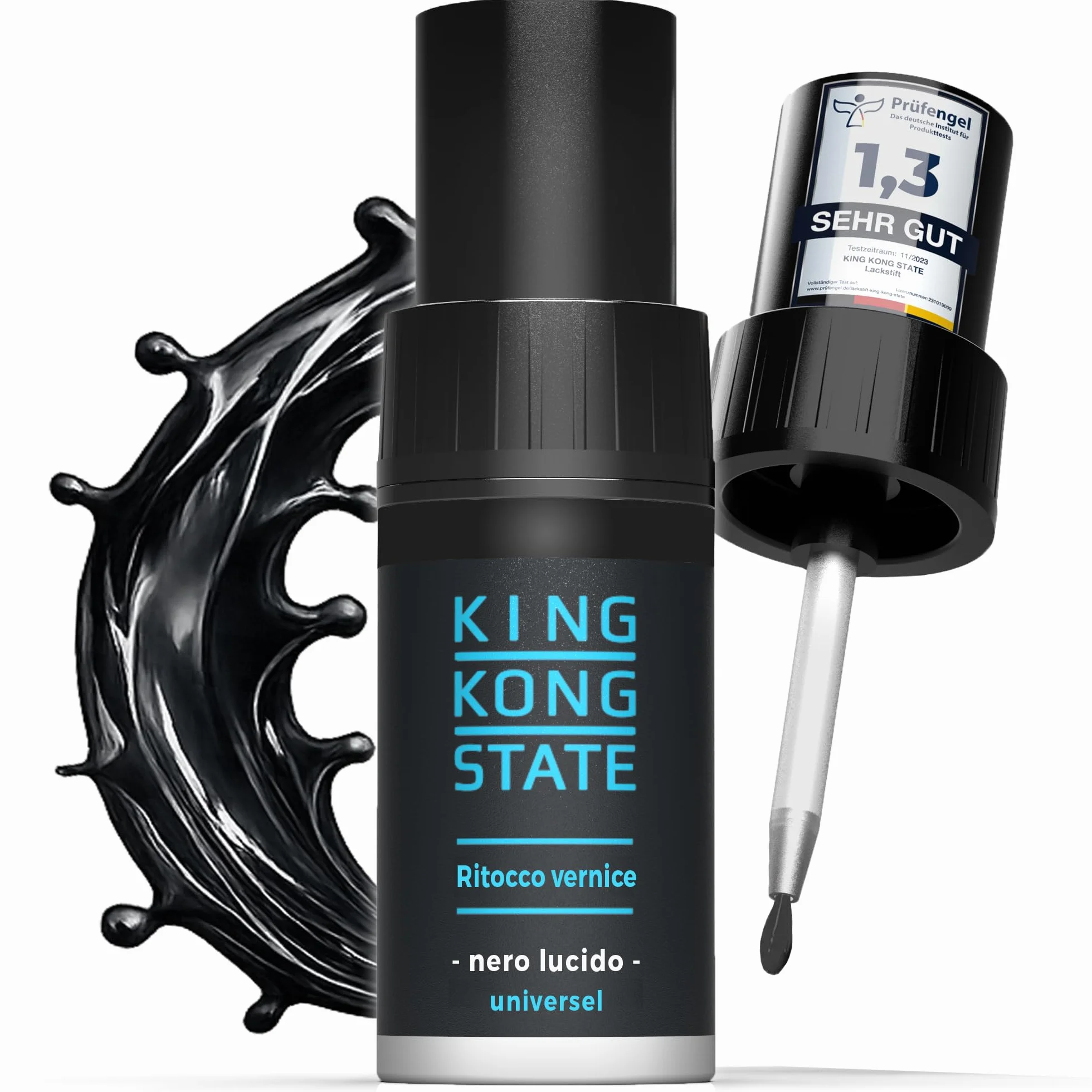 King Kong State Vernice da ritocco nero lucido per riparazione urti e graffi auto