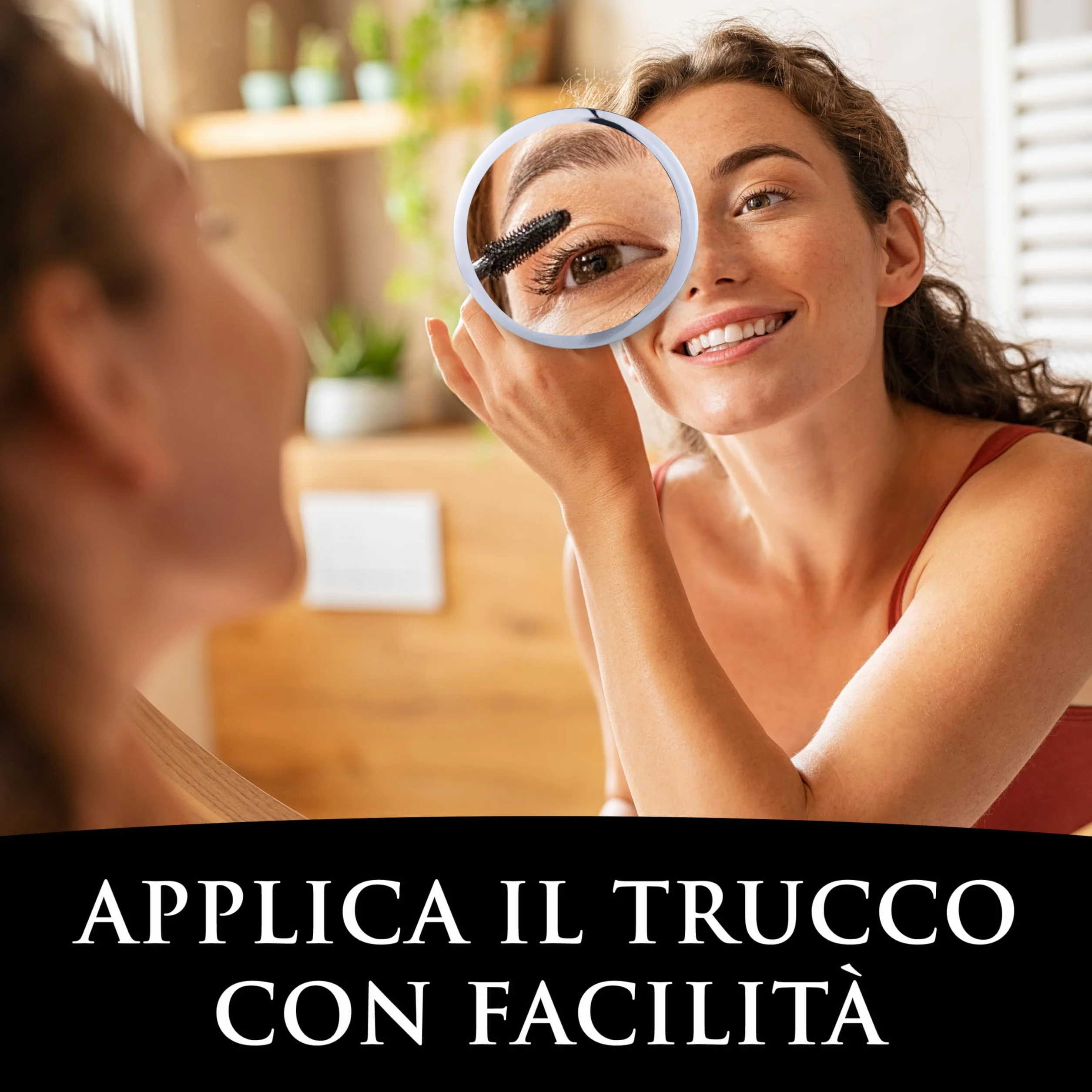 Mirrorvana Specchio ingranditore 30X per trucco 15 cm Cromo - portatile con tripla ventosa