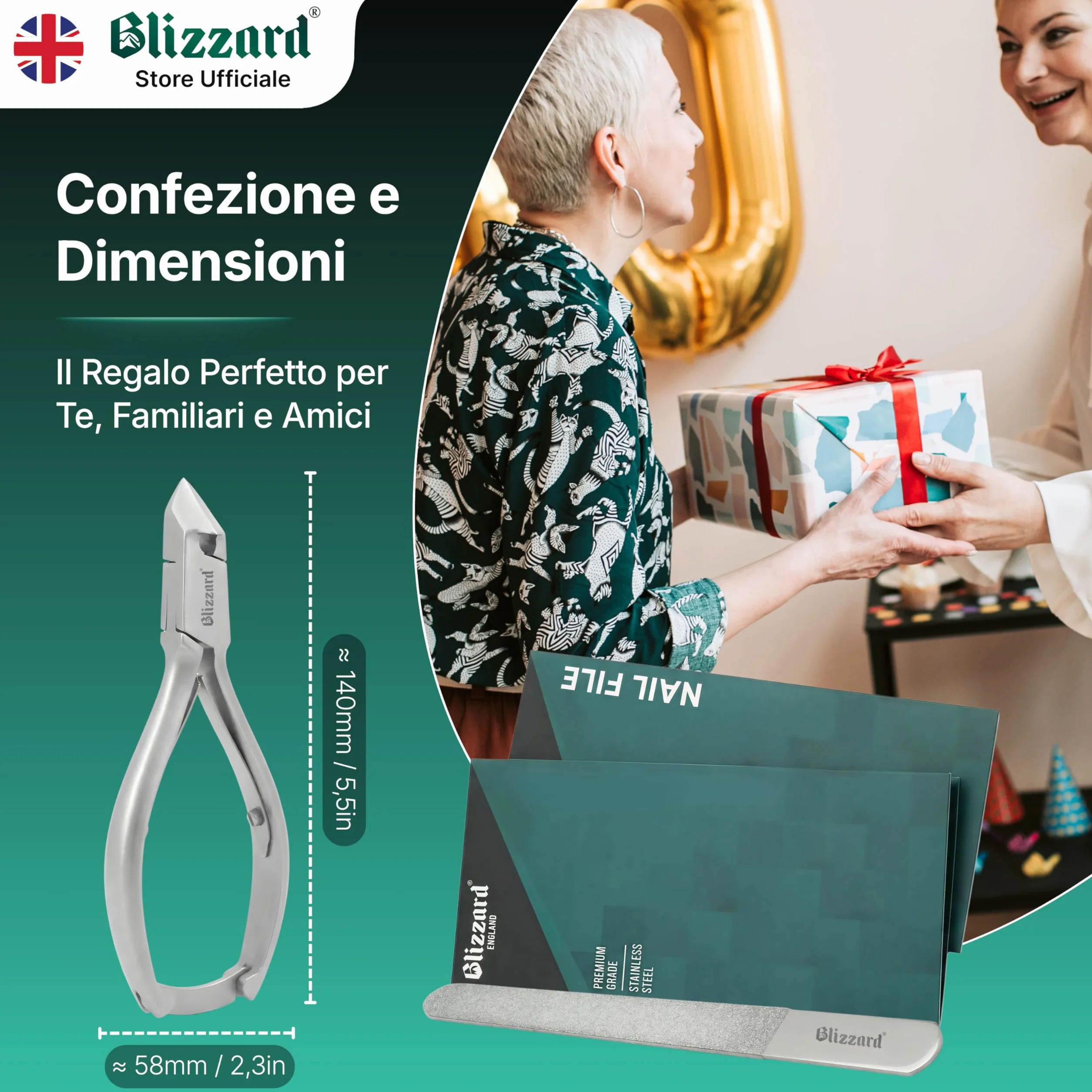 Blizzard Tronchesino Unghie Piedi Professionale in Acciaio Inox 14 cm Taglio Obliquo Luna