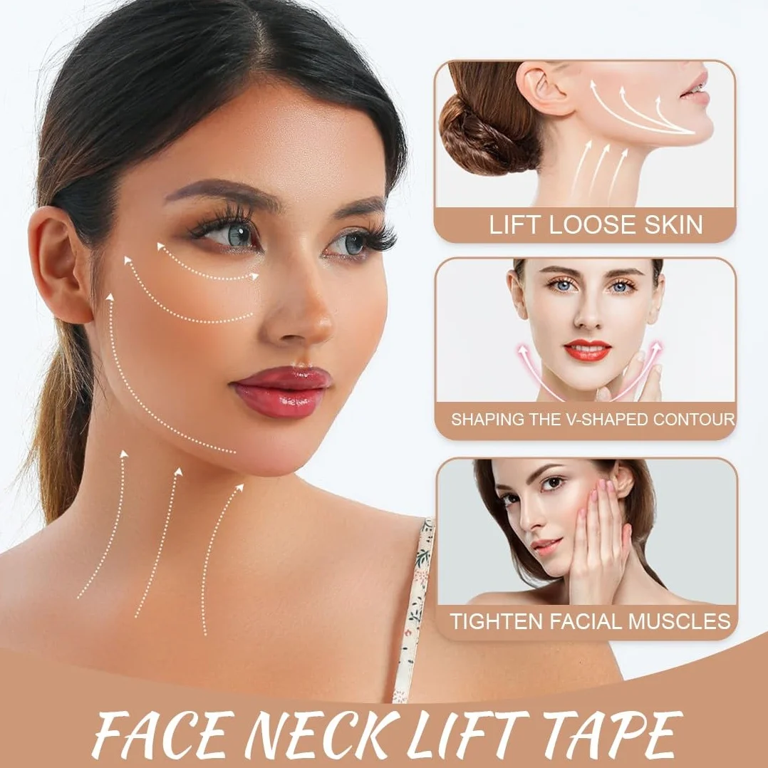 4 Pezzi Confezioni + 20 Adesivi Facelifting Tape, Face Tape Viso Lifting Per Viso A Forma Di V, Face Lift Tape, Face Tape Viso Lifting Lift Tape Per Viso Per Nascondere Le Rughe