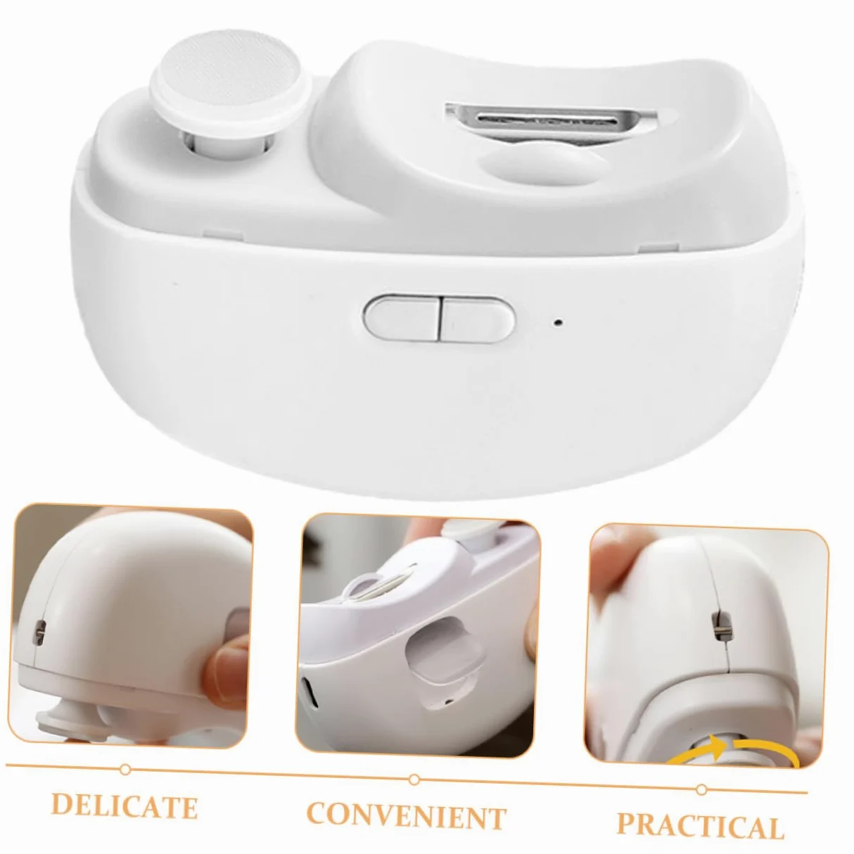 500mah Tagliaunghie Bianco Ricaricabile Automatico Elettrico | Doppia Funzione con Luce, Due Velocità di Rotazione, Abs e Lega, per Adulti e Ragazzo Ragazza