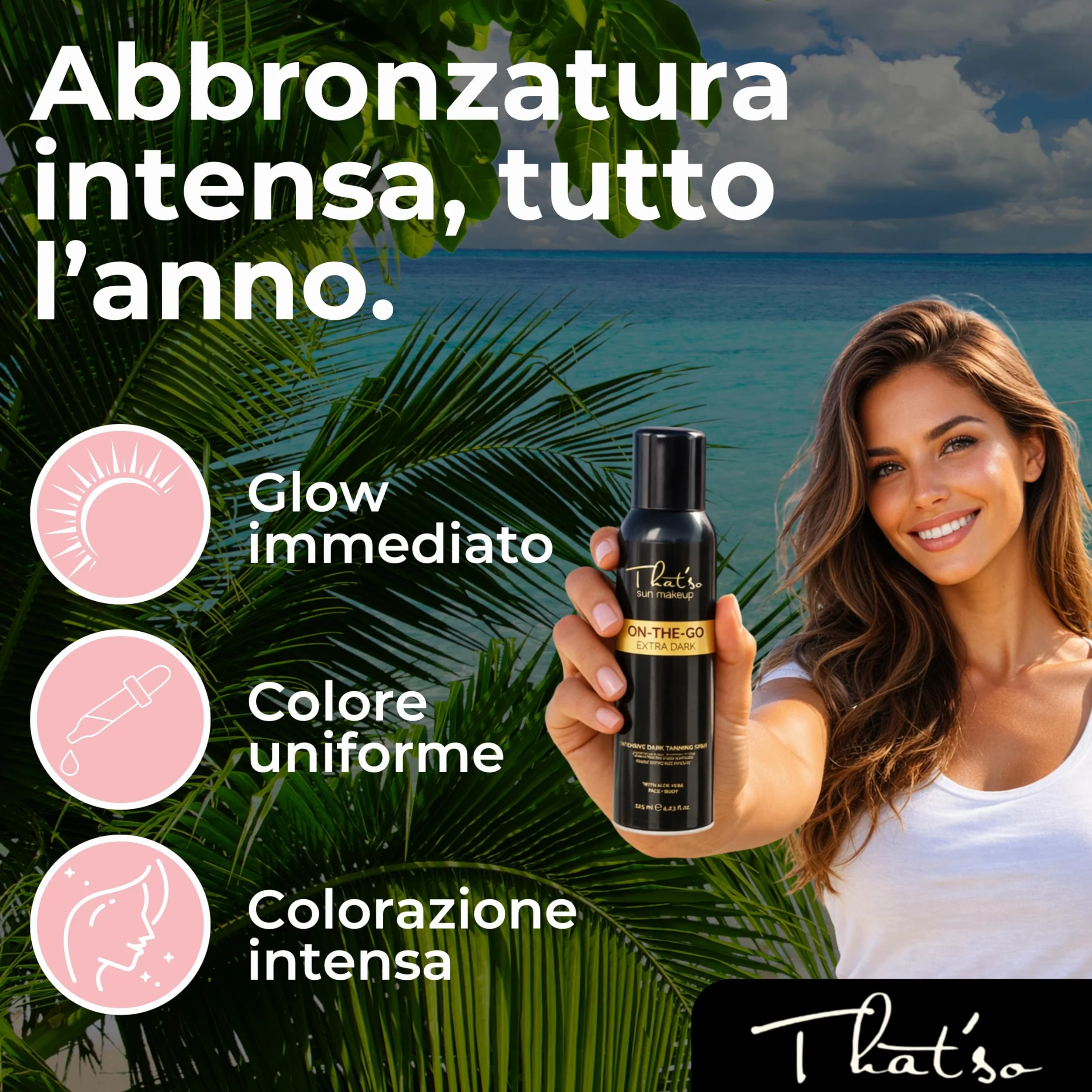 On The Go Extra Dark Spray Autoabbronzante Viso e Corpo 125ml Abbronzatura Istantanea Naturale