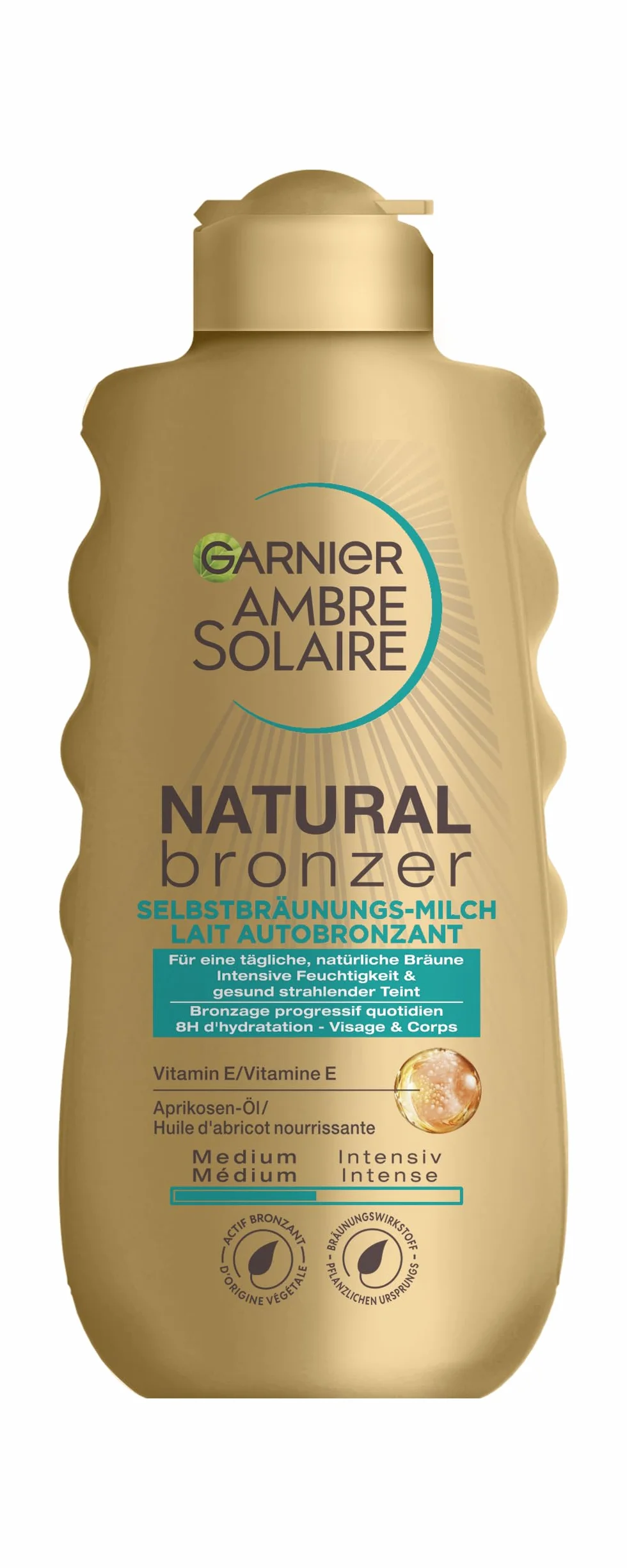 Garnier Latte autoabbronzante Bronzer Lozione per un'abbronzatura naturale e senza macchie, Ambre Solaire Natural Bronzer, 1 x 200 ml