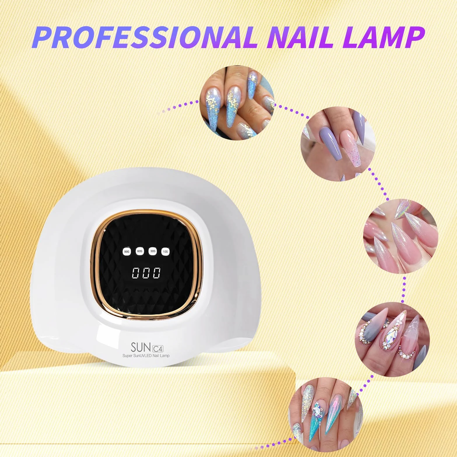 Lampada per unghie UV LED da 248 W, lampada per unghie in gel UV con 63 perle, sensore automatico e 4 impostazioni del timer, perfetta per casa e salone (C4)